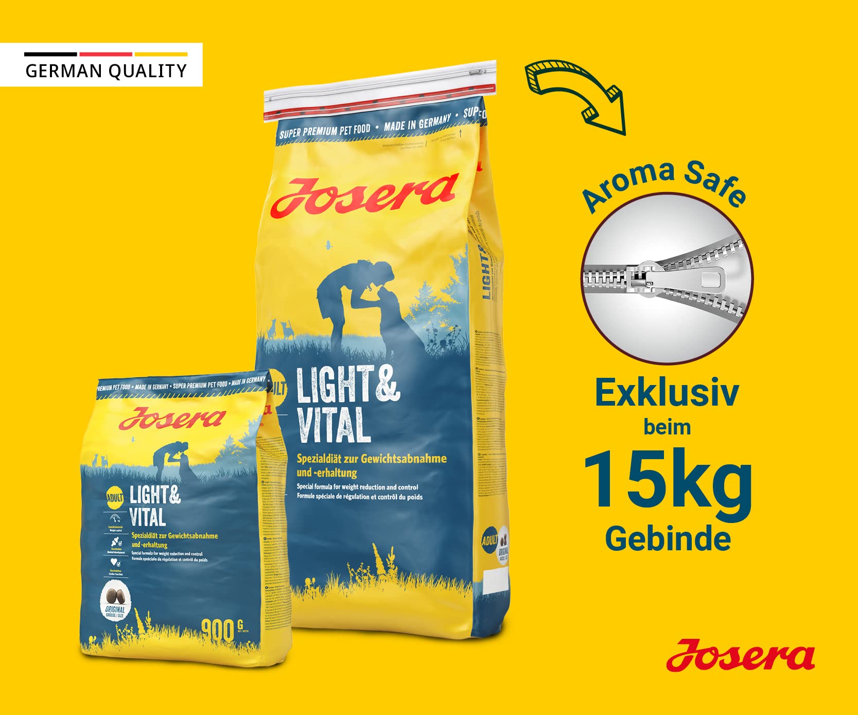 JOSERA Adult Light & Vital Huhn (1 x 12,5 kg) | Premium Trockenfutter für ausgewachsene Hunde | mit Erbse | wenig Fett & viel Protein zur Gewichtskontrolle | leicht verdaulich | weizenfrei |1er Pack