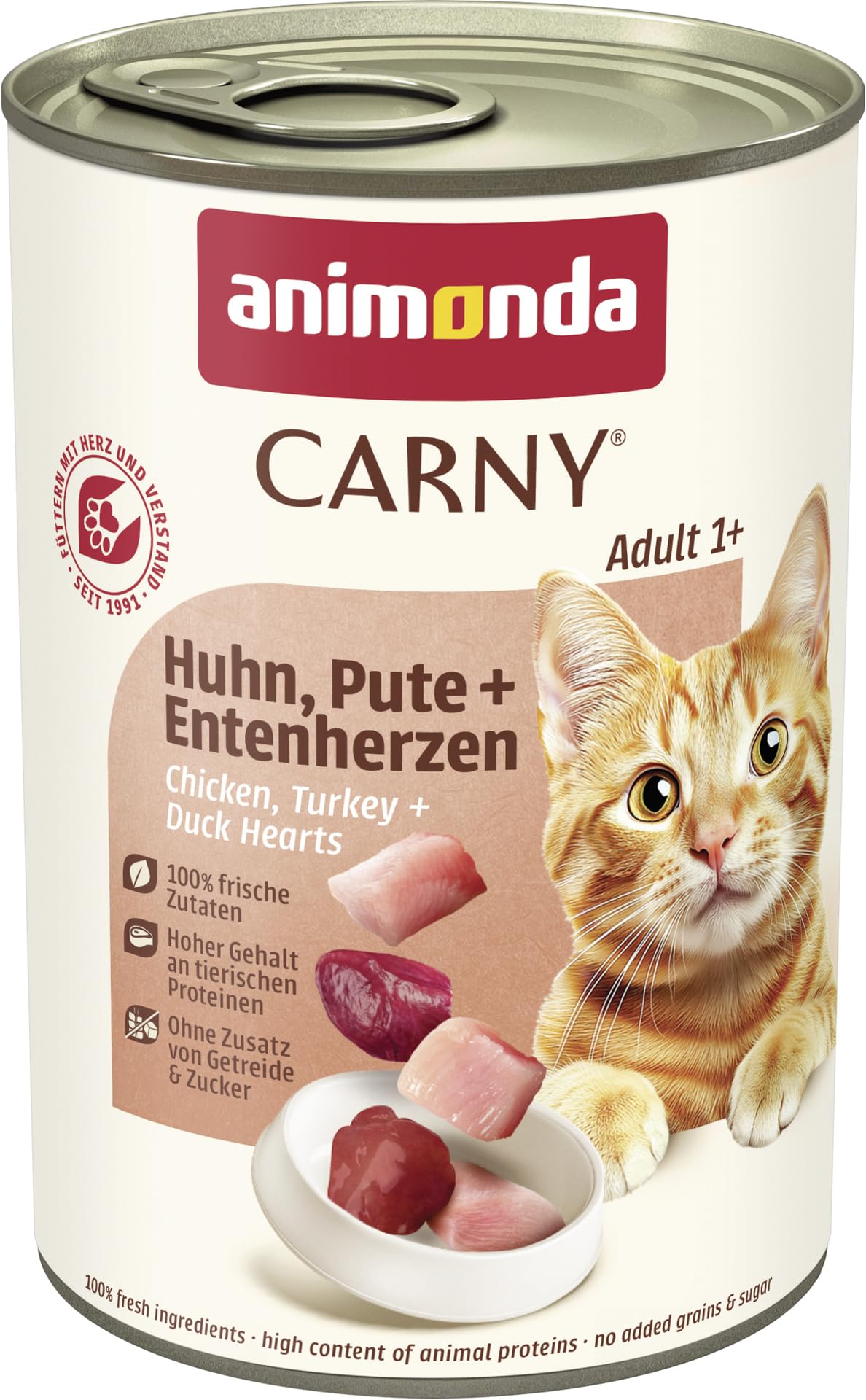 animonda Carny Adult Huhn + Lachs (6 x 400 g), Katzennassfutter für ausgewachsene Katzen, Nassfutter mit 100 % frischen, fleischlichen Zutaten, Katzenfutter ohne Getreide und Zucker