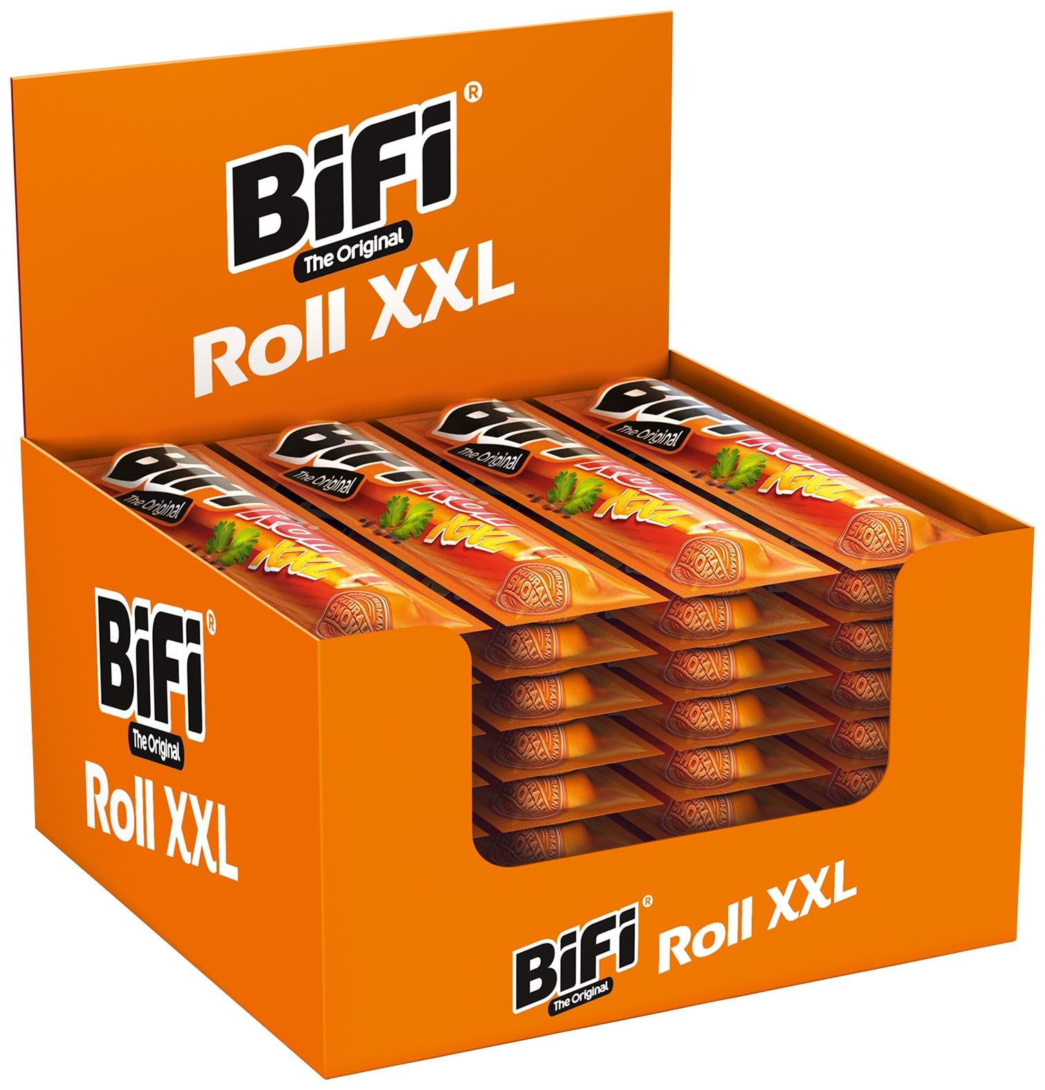 BiFi Roll – 30er Pack (30 x 45g) - Salami Snack in einem lockeren Teig – Original Wurstsnack To Go - für Unterwegs, im Büro oder beim Sport - mit Pfeffer, Koriander und Knoblauch