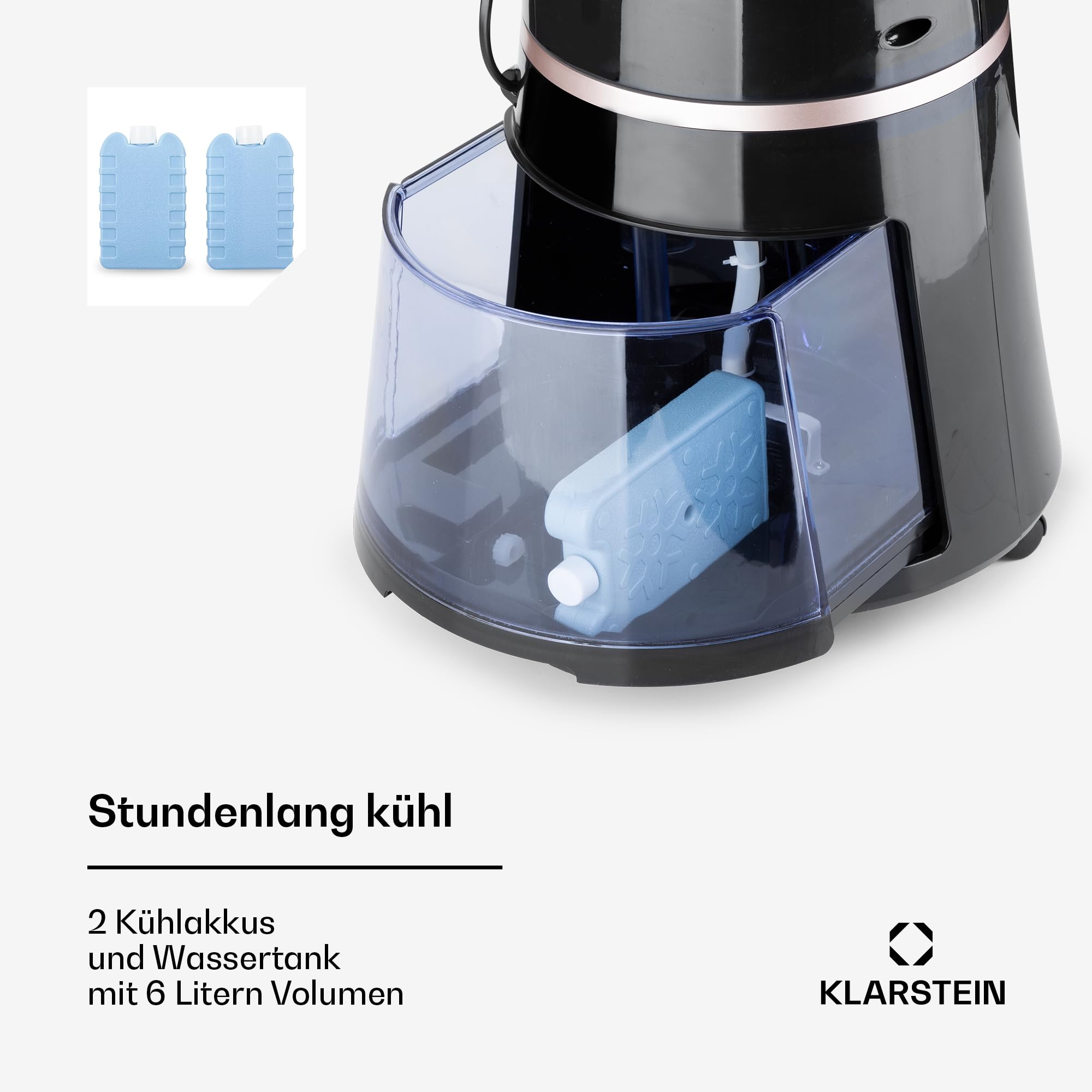 Klarstein Luftkühler mit Wasserkühlung, 5-in-1 Verdunstungskühler, Luftbefeuchter, Ventilator, Luftreiniger & Nachtmodus, Mobile Klimageräte Luftkühler 6L, 45 Watt Air Cooler, 180 m³/h Luftstrom