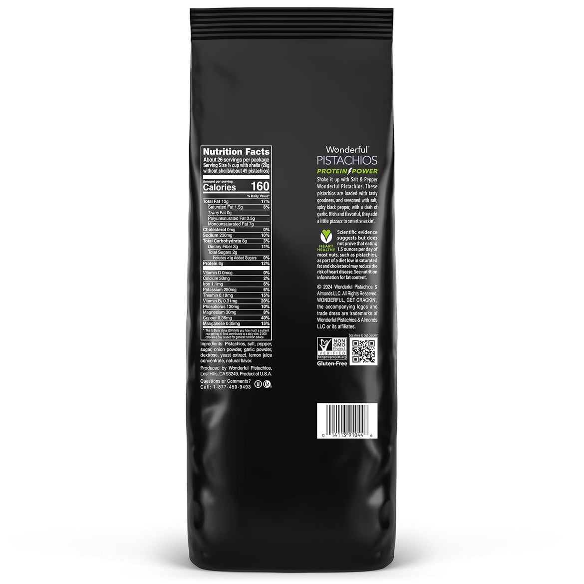 Wonderful Pistachios In Shell, Salt & Pepper Flavored Nuts, 48 Ounce Bag, Protein Snacks, Gluten Free, Healthy Snacks for Adults