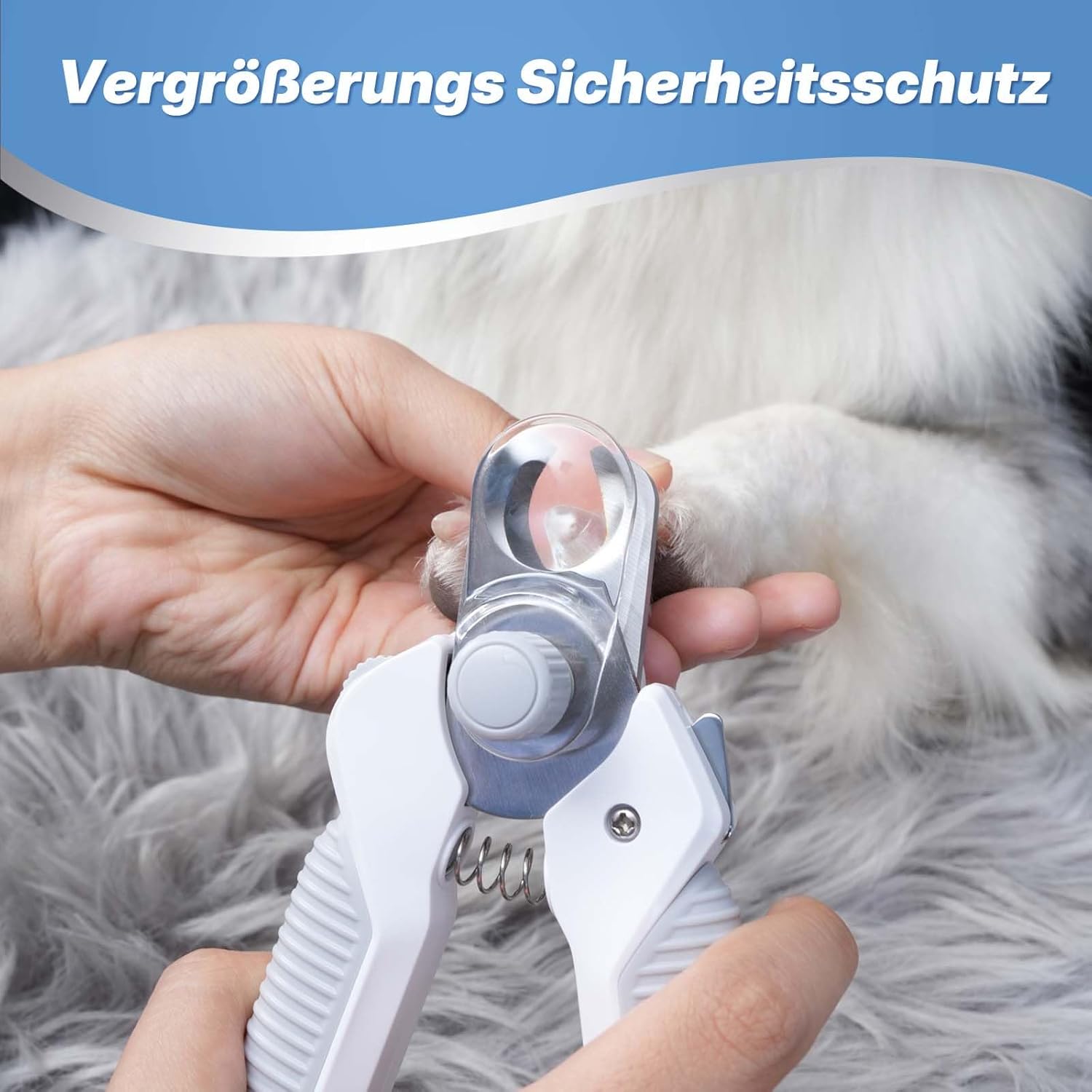 Krallenschere für Hunde und Katzen mit 2 LEDs Einstellbarer Helligkeit, Haustier Nagelknipser mit Sicherheitsschutz, Nagelfeile, Wiederaufladbar Krallenpflege Schneider, Krallenzange für Alle Rassen