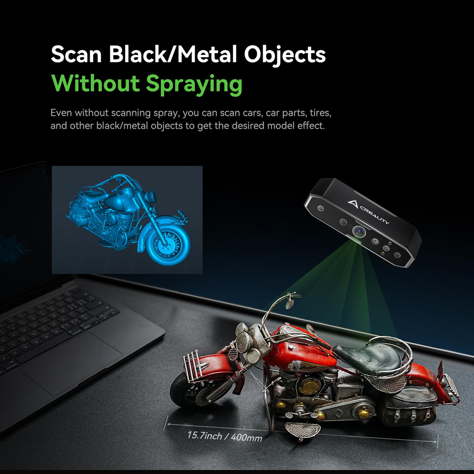 Creality Sermoon S1 3D Scanner, High-Precision 0.02mm Metrology-Grade 3D Scanner for 3D Printing with Blue/IR Laser, Exclusive Single-line Deep Hole scanning Technology, Wireless Support