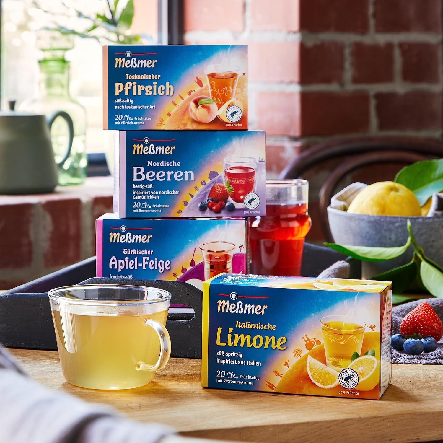 Meßmer Ländertee | Italienische Limone | Früchtetee mit Zitronen-Aroma | 20 Teebeutel | süß-spritzig
