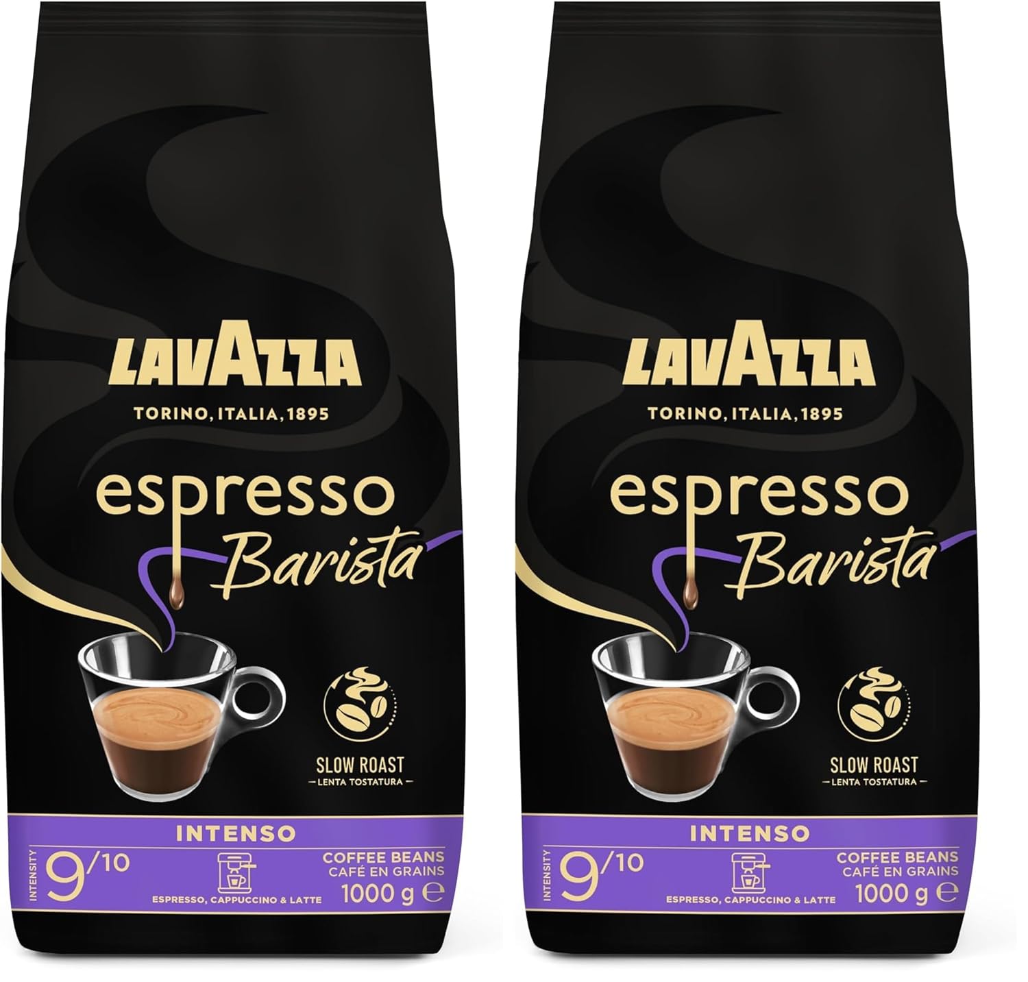 Lavazza, Espresso Barista Intenso, ganze Arabica und Robusta Kaffeebohnen, mit Kakao- und Holzaromen, für einen intensiven Kaffee, Intensität 9/10, mittlere Röstung, 1 kg Packung