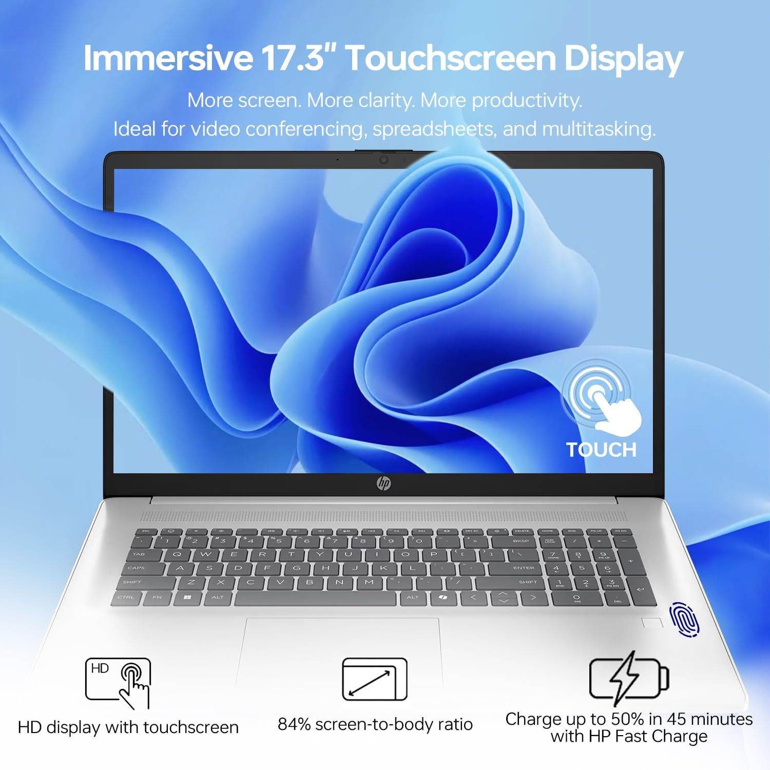 HP 17.3" Touchscreen Business Copilot AI Laptop PC, Intel Ultra 5 225U, 16GB DDR5 RAM, 1TB SSD, Wi-Fi 6, Win11 Home, Backlit Keyboard, Webcam Shutter, Fingerprint Reader, Bundle with PCO Laptop Cooler