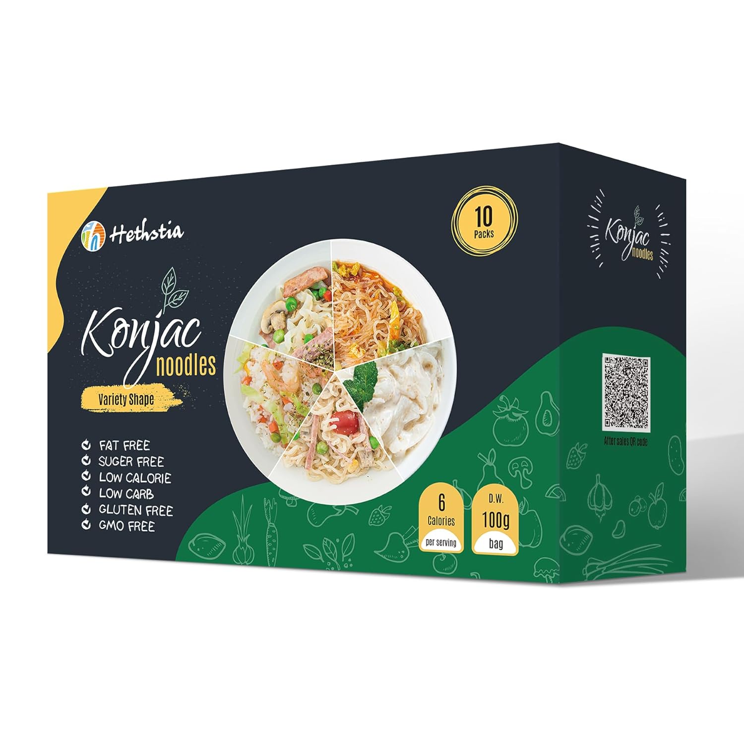 Hethstia Konjac Noodles, 10 Packs Shirataki Spaghetti - Low Carb, Low Calorie, Ready to Eat Konjac Pasta - Keto, Gluten-Free, Vegan, Fat-Free, 0 Sugar, Healthy Low Carb Pasta Substitute