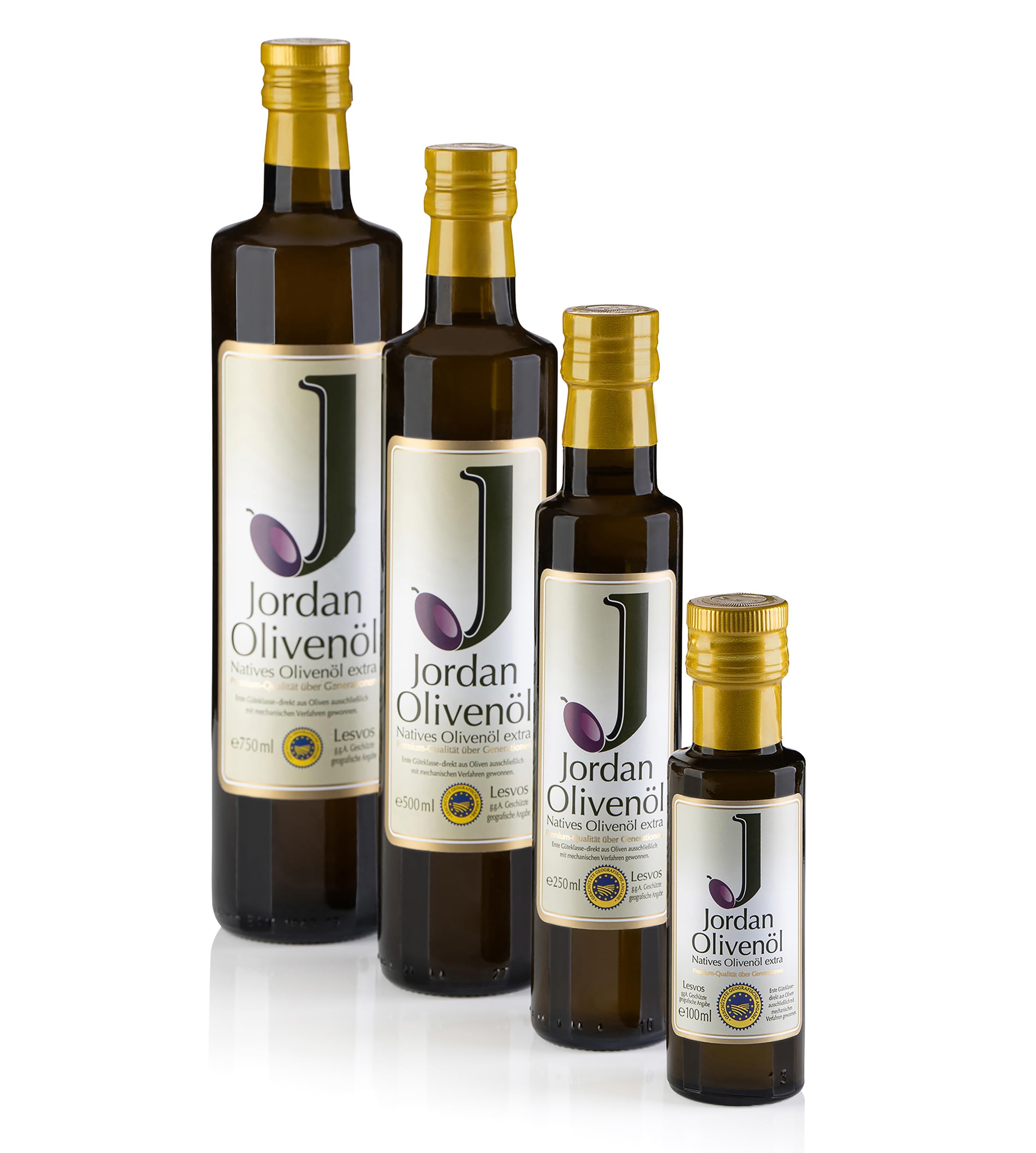 Jordan Olivenöl – Natives Olivenöl Extra - Flasche - 750 Milliliter - Öl kaltgepresst - griechische Oliven von Lesbos aus Jordans Olivenhainen - Ölflasche mit integriertem Ausgiesser & Tropfschutz