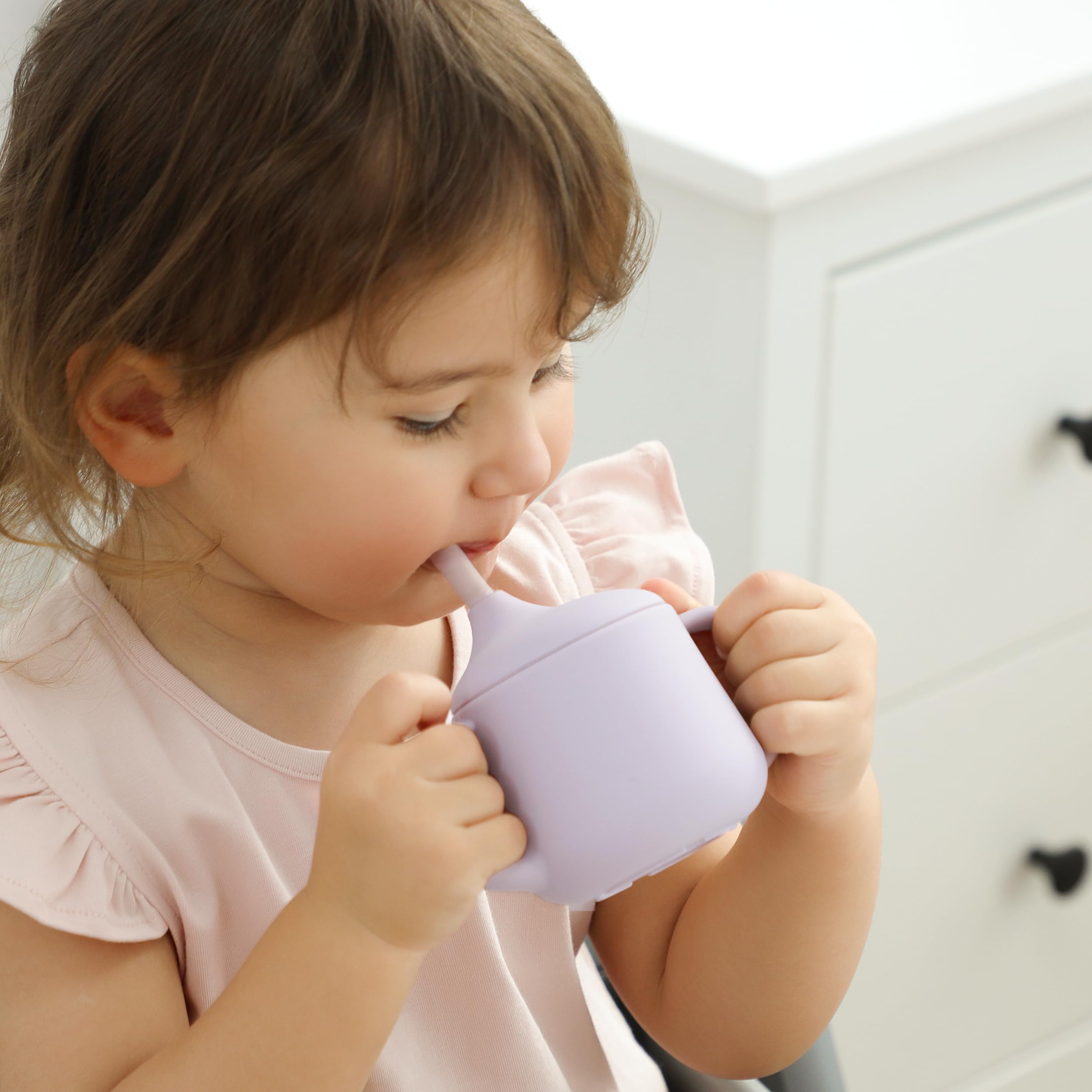 Moonkie Trinklernbecher Baby Silikon | 2er-Pack Offener Lernbecher ab 4 Monate | BPA-frei | mit Messskala | 60ml Tiny Cup(Äther/Mint)