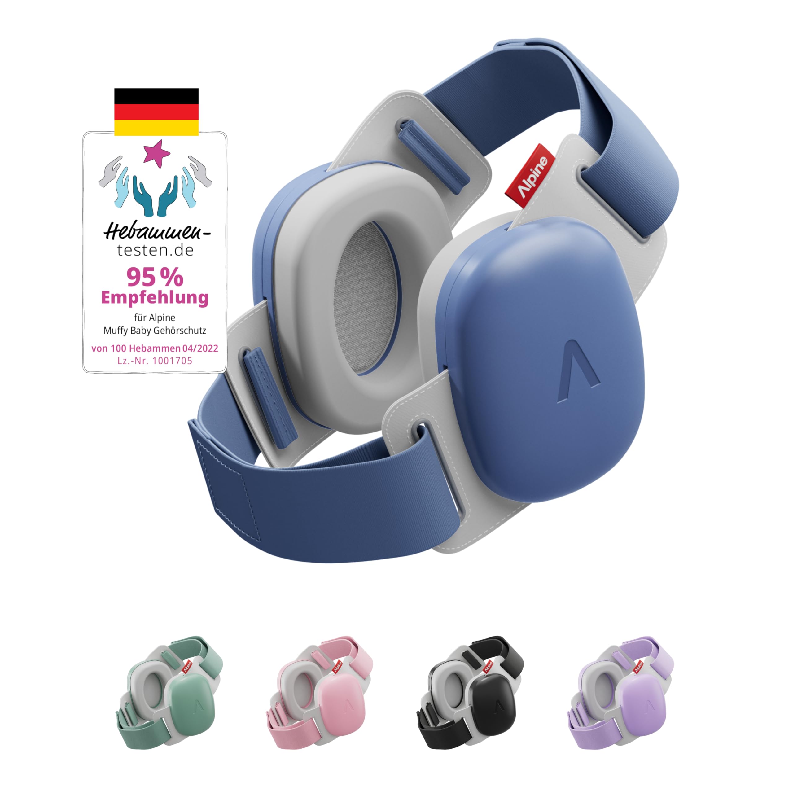 Alpine Muffy Baby Classic - Gehörschutz für Babys - Verstellbares ANTI-SLIP-Kopfband bis 48 Monate - In Deutschland auf Sicherheit getestet - Lärmschutz Kopfhörer verhindert Gehörschäden, Schwarz