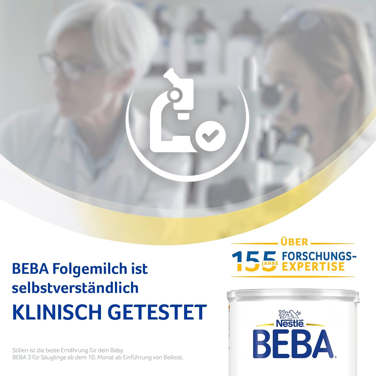 BEBA 3 - Folgemilch ab dem 10. Monat, Mit 5 HMO Komplex, Altersgerecht angepasster Proteingehalt, Nur Laktose, Ohne Palmöl, Ohne Fischöl, Babynahrung, Baby-Milchpulver, 3er Pack (3 x 800g)