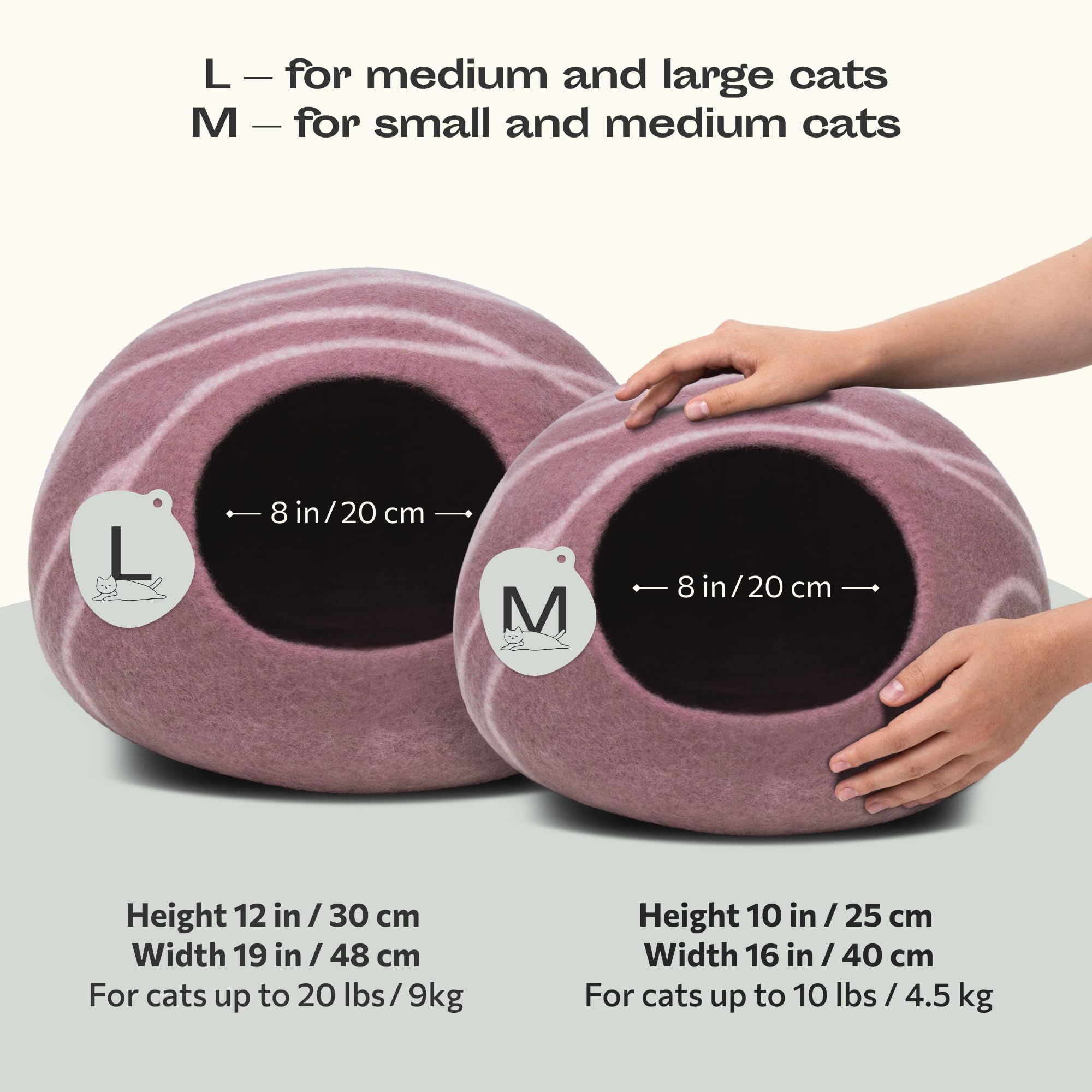 MEOWFIA Katzenbett aus Merinowolle – Handgefilztes, Umweltfreundliches Katzenbett für Katzen & Kätzchen – Weiches Schlafbett, Warm im Winter & Kühl im Sommer, Stilvolles Design