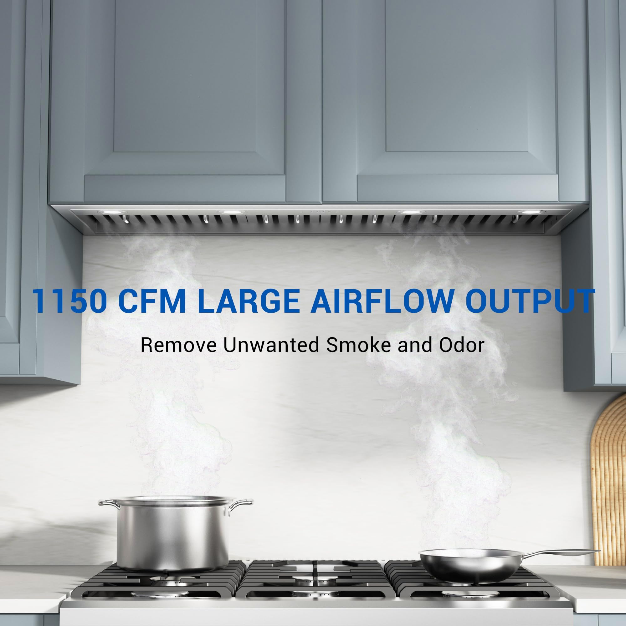 CT Copper Tailor Built-in Range Hood Insert Vent 48 Inch, 1150 CFM with 4-Speed Fan, LED Light, Dishwasher-safe Baffle Filter,Stainless Steel