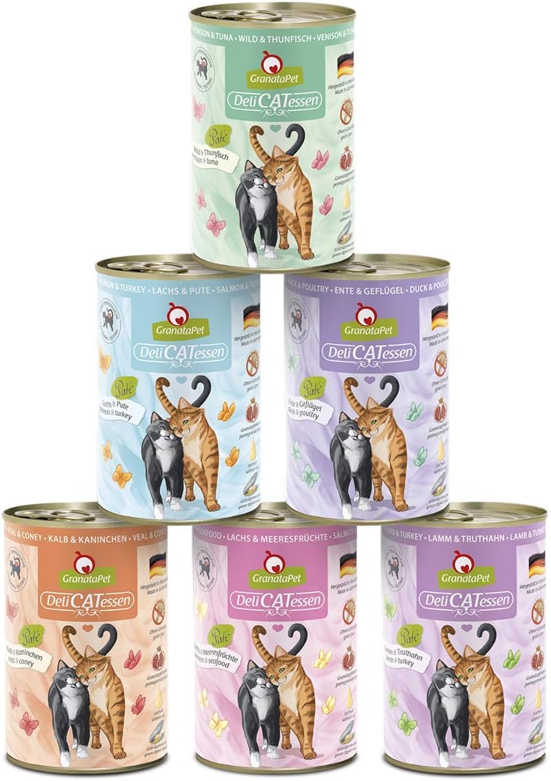 GranataPet DeliCatessen Huhn PUR, Nassfutter für Katzen, Futter ohne Getreide & ohne Zuckerzusätze, Katzenfutter mit hohem Fleischanteil & hochwertigen Ölen, 6 x 400 g