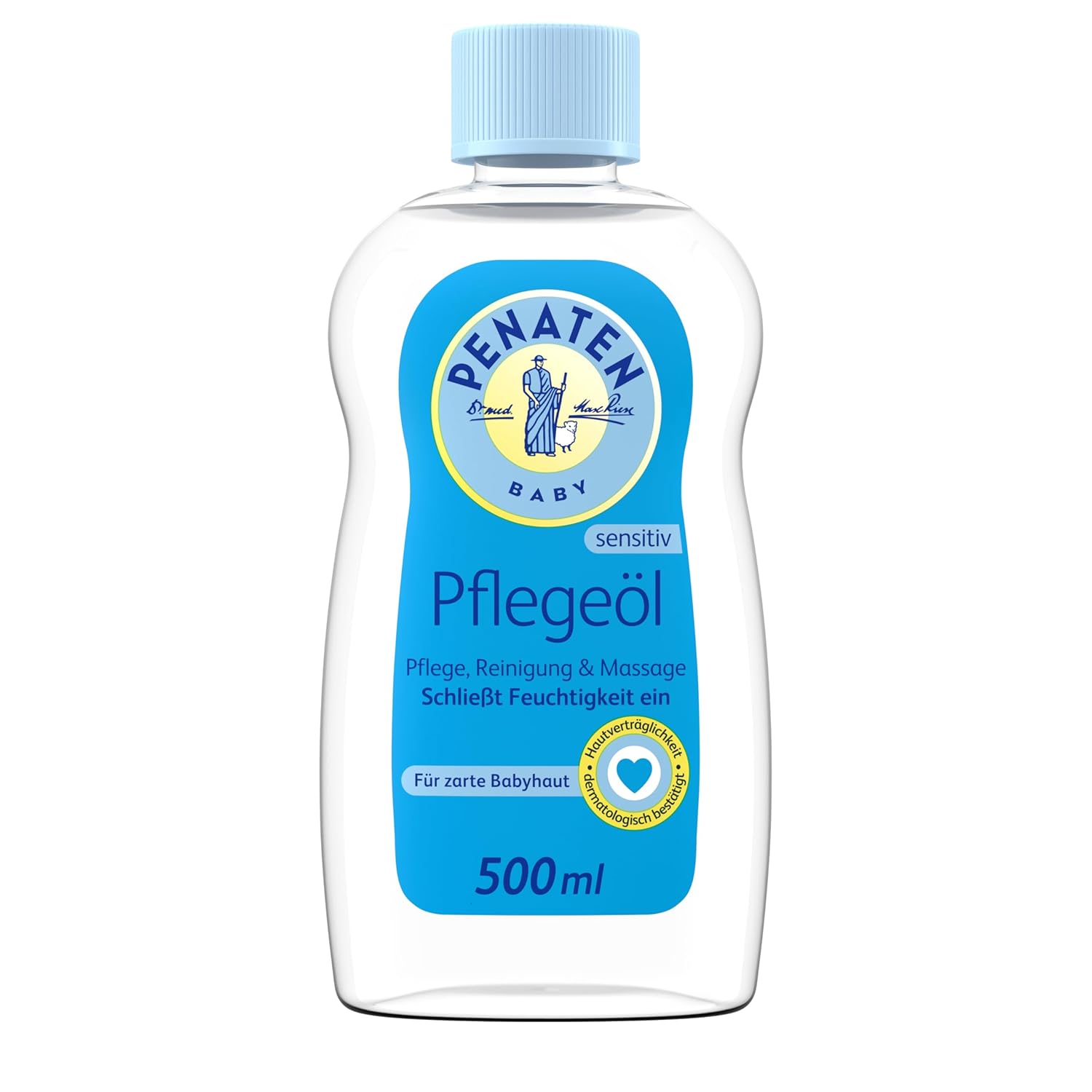 Penaten Pflegeöl 500ml, sanftes Baby Massageöl und Babyöl zur Pflege, Reinigung und Massage, ohne Parabene und Farbstoffe, für Neugeborene