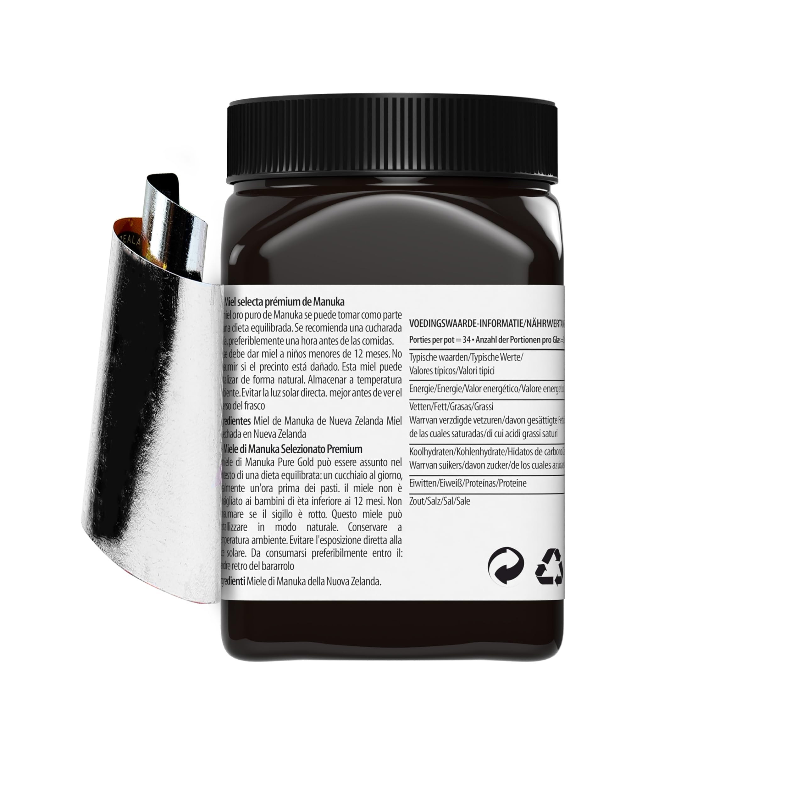 Pure Gold Manuka-Honig 525+ 500 g, Honig aus Neuseeland, im Kunststoffbehälter, MBO-zertifiziert und nach MPI-Standards