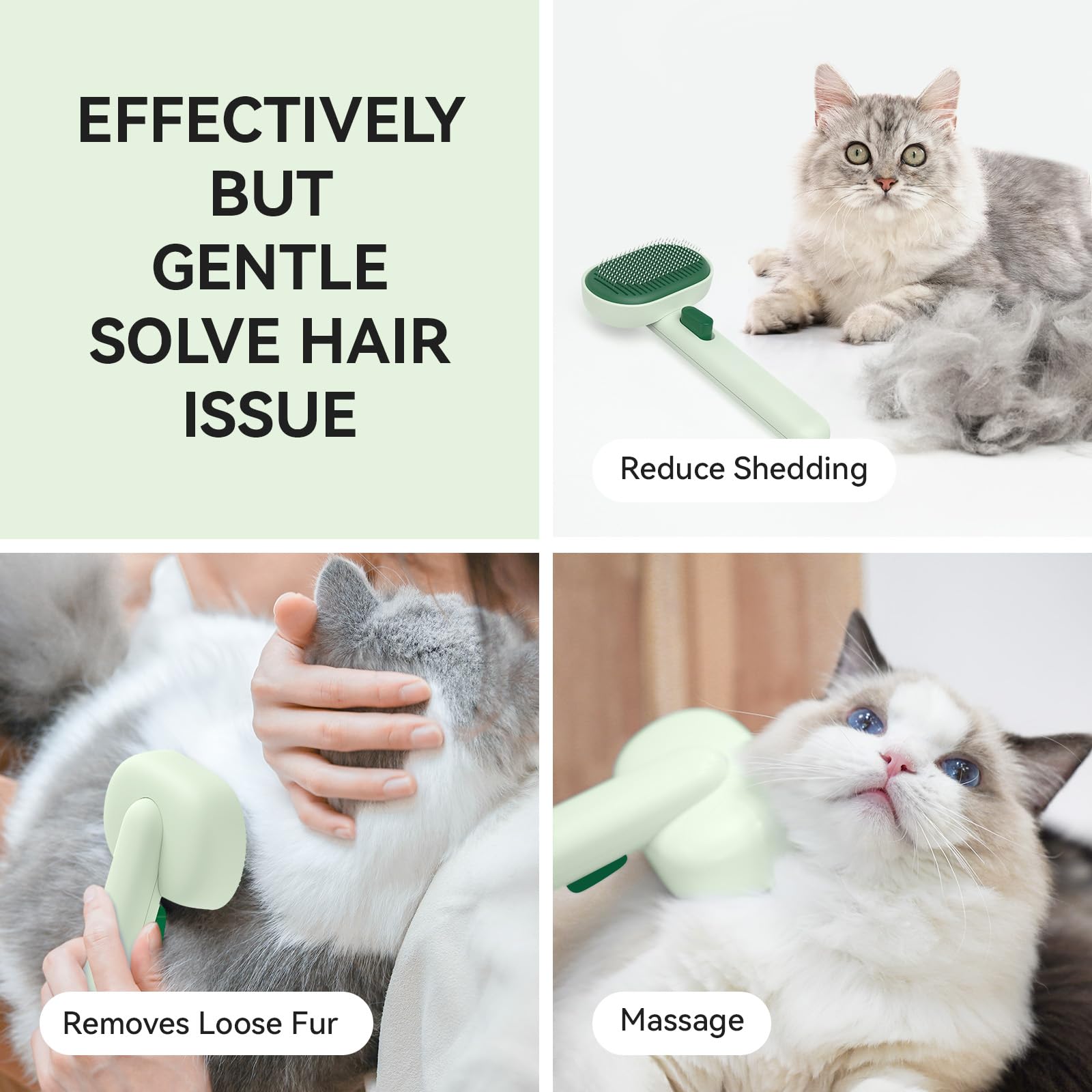 aumuca Katzenbürste für Langhaar und Kurzhaar, Haarentfernung mit Einem Klick, Hautfreundliche Katzenhaarbürste, Fellbürste für Katze und Hund zum Entfernen von losem Fell und zur Massage