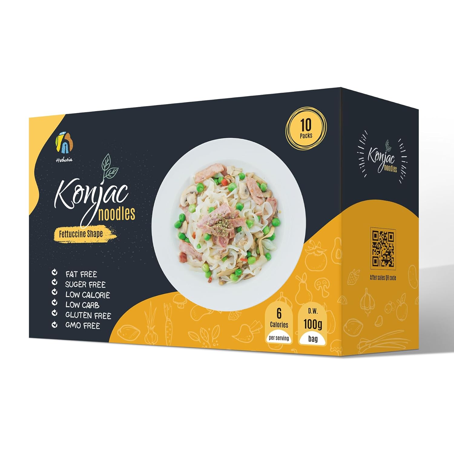 Hethstia Konjac Noodles, 10 Packs Shirataki Spaghetti - Low Carb, Low Calorie, Ready to Eat Konjac Pasta - Keto, Gluten-Free, Vegan, Fat-Free, 0 Sugar, Healthy Low Carb Pasta Substitute