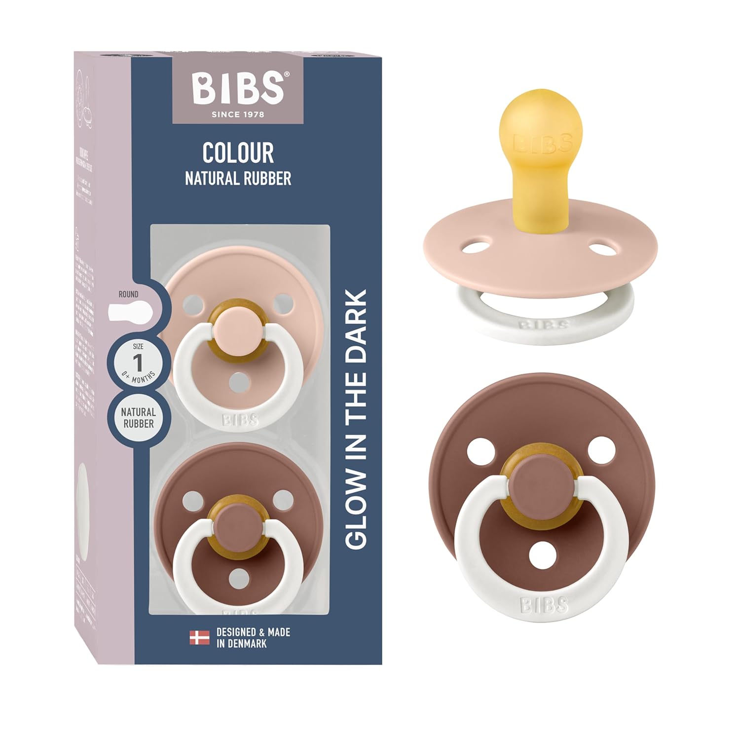 BIBS Colour Schnuller 2er-Pack, BPA-frei, Kirschform Nippel. Naturkautschuk/Latex, Hergestellt in Dänemark. Größe 1 | 0+ Monate | 2-Pack, Ivory/Sage