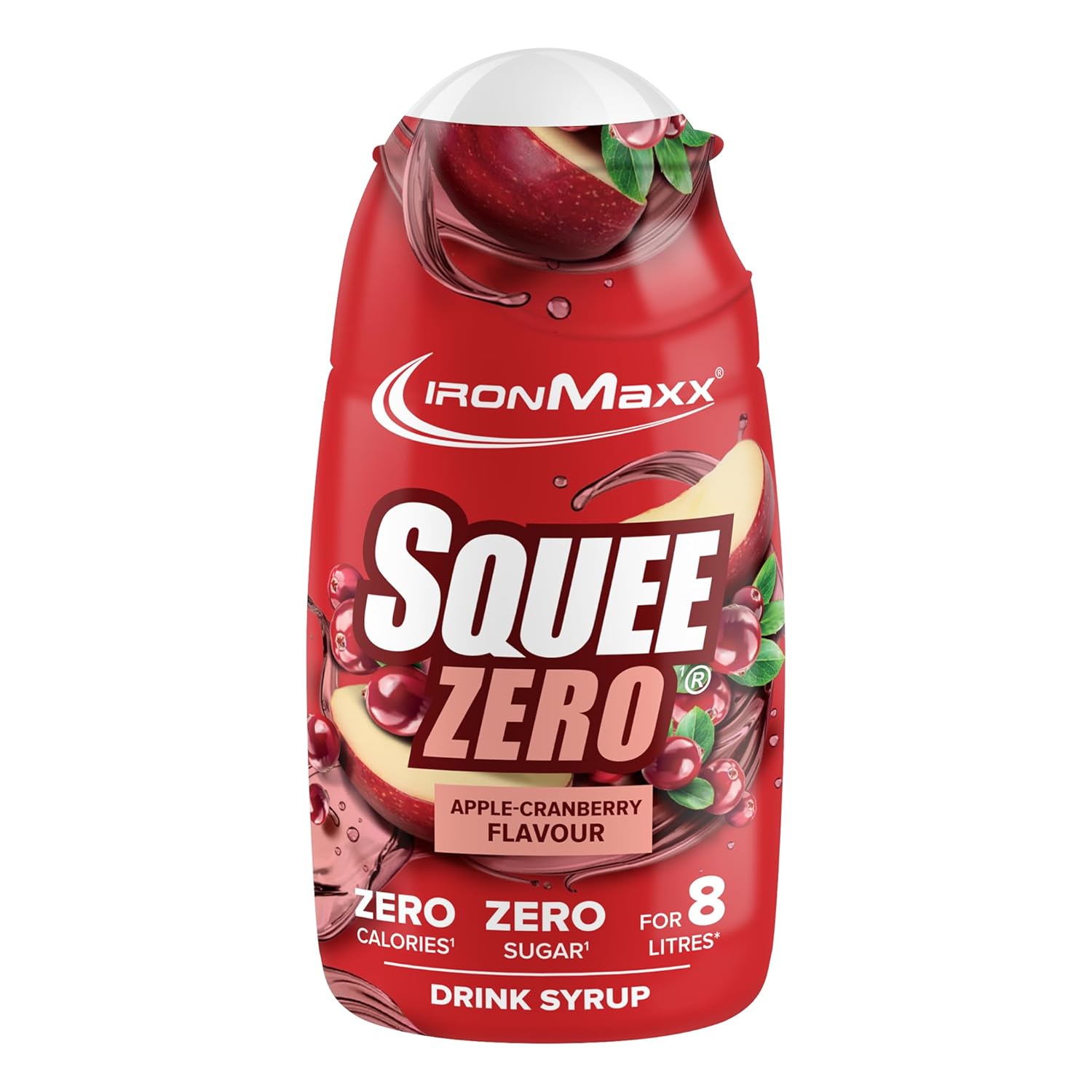 IronMaxx SqueeZero - Raspberry 65ml | Sirup, Erfrischendes Geschmackserlebnis für 8 Liter, Zuckerfrei und Kalorienfrei in 100ml verzehrfertigem Getränk