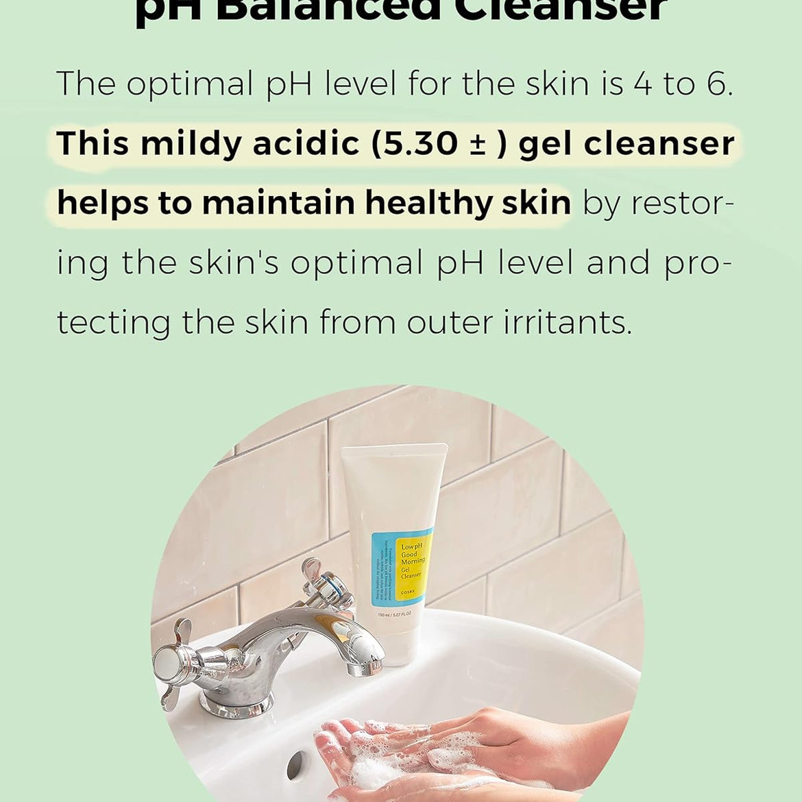 COSRX Low pH Good Morning Gel Cleanser 1.7 fl.oz / 50ml | TSA Approved Travel Size Mild Face Cleanser | Korean Skin Care for Acne Prone Skin, PH Balancing, Anti Acne, Breakouts Treatment