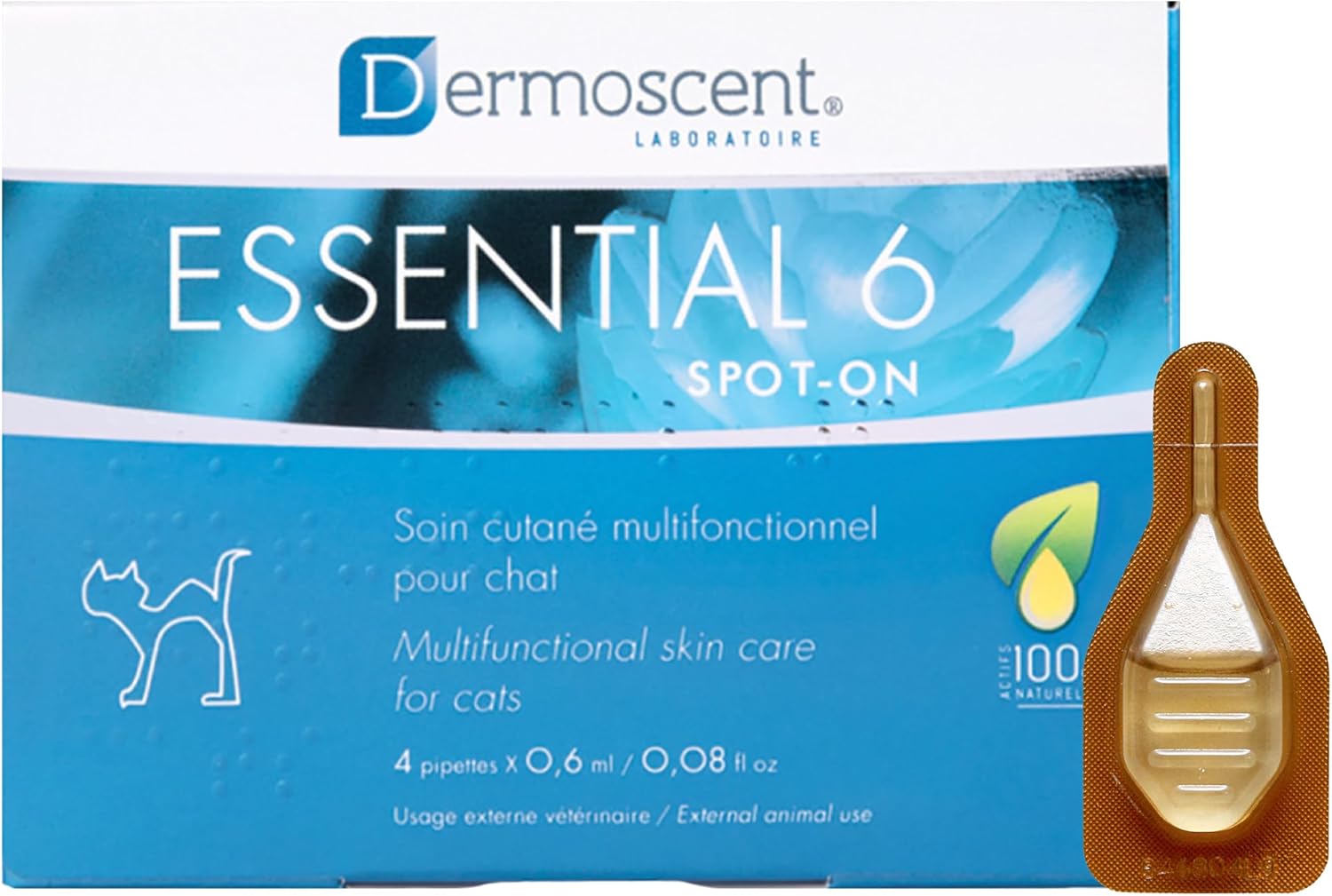 Essential 6 Spot-On | Innovatives Hautpflegeprodukt für Katzen | Hält die Haut feucht, das Fell glänzend, kontrolliert den Haarausfall, reduziert Gerüche und schützt mit natürlichen Inhaltsstoffen