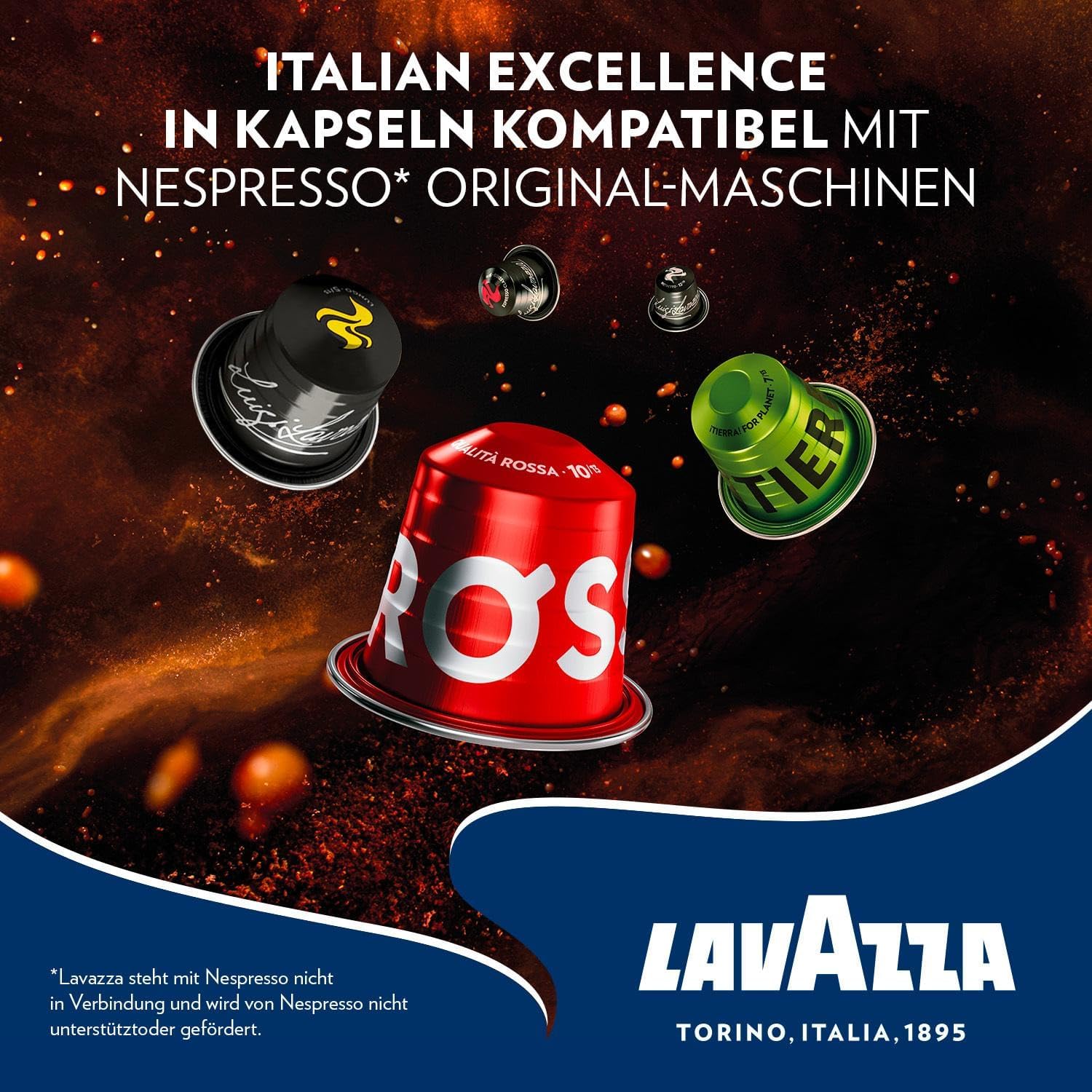 Lavazza Espresso Qualita Rossa , vollmundiger und ausgewogener Espresso, 30 Kapseln, Nespresso kompatibel