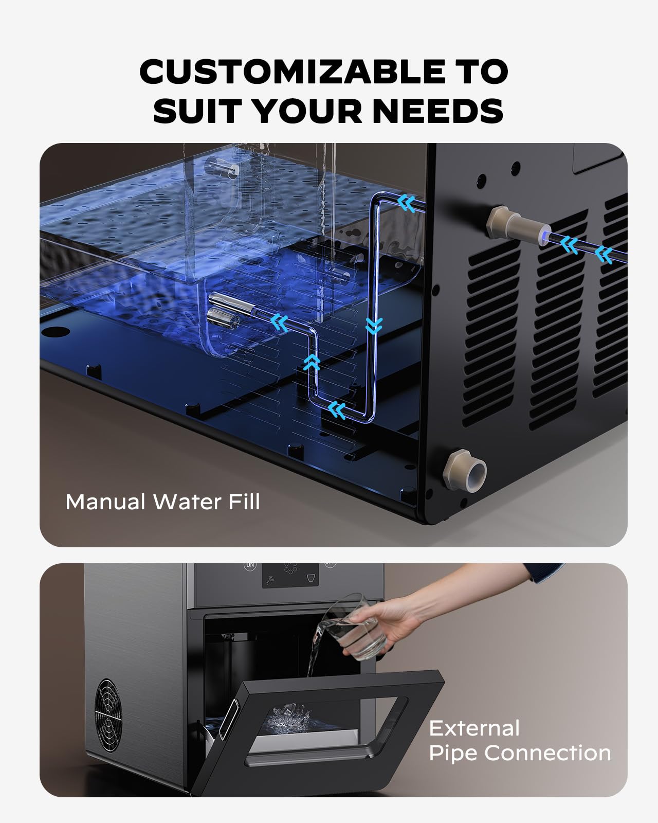 Silonn Ice Maker Countertop, Portable Ice Machine with Carry Handle, Self-Cleaning Ice Makers with Basket and Scoop, 9 Cubes in 6 Mins, 26 lbs per Day, Ideal for Home, Kitchen, Camping, RV