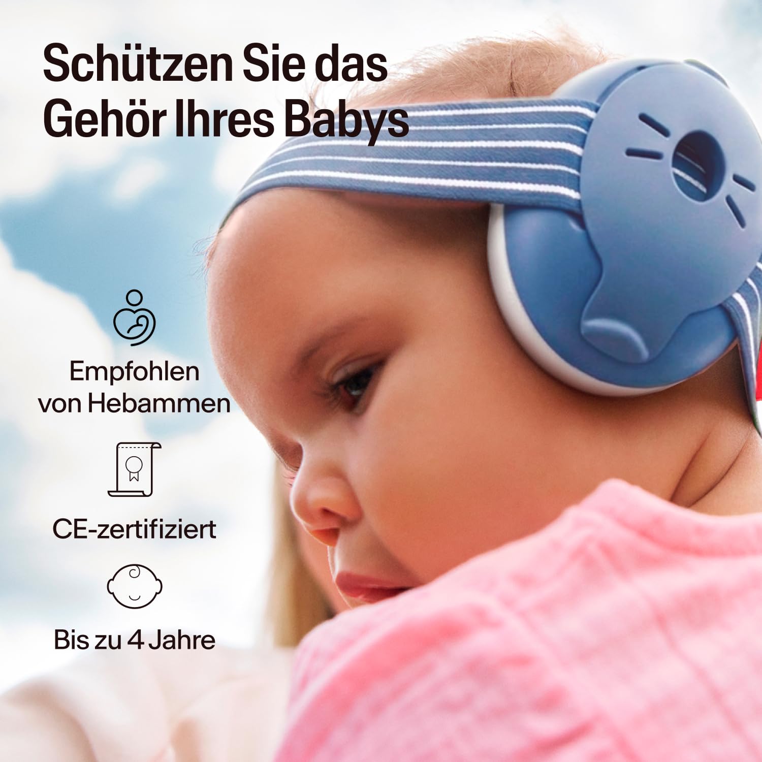 Alpine Muffy Baby Classic - Gehörschutz für Babys - Verstellbares ANTI-SLIP-Kopfband bis 48 Monate - In Deutschland auf Sicherheit getestet - Lärmschutz Kopfhörer verhindert Gehörschäden, Schwarz