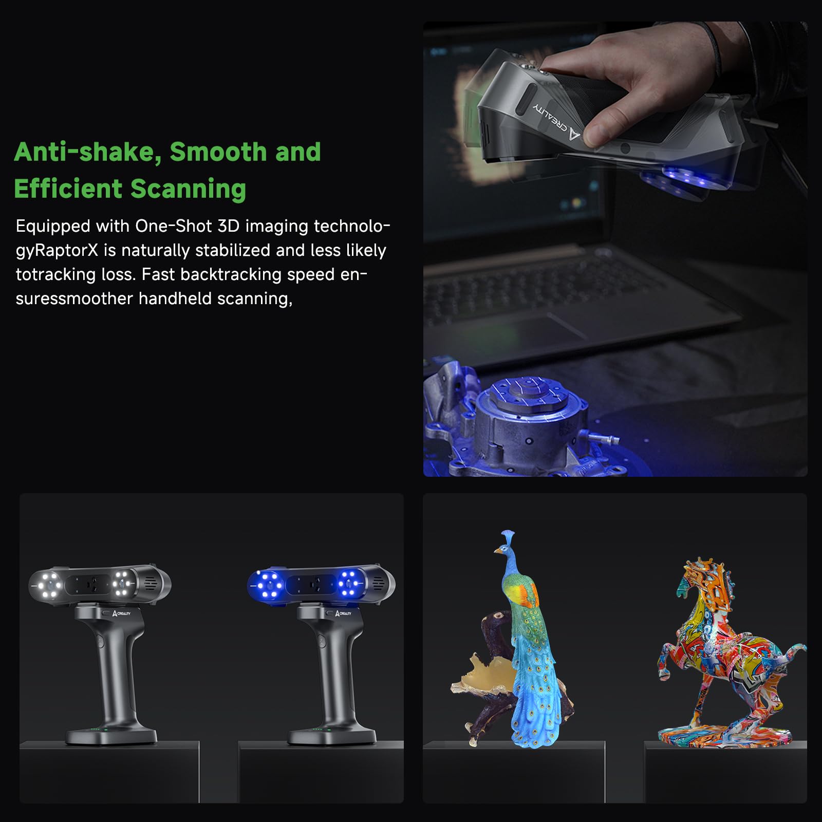 Creality Sermoon S1 3D Scanner, High-Precision 0.02mm Metrology-Grade 3D Scanner for 3D Printing with Blue/IR Laser, Exclusive Single-line Deep Hole scanning Technology, Wireless Support