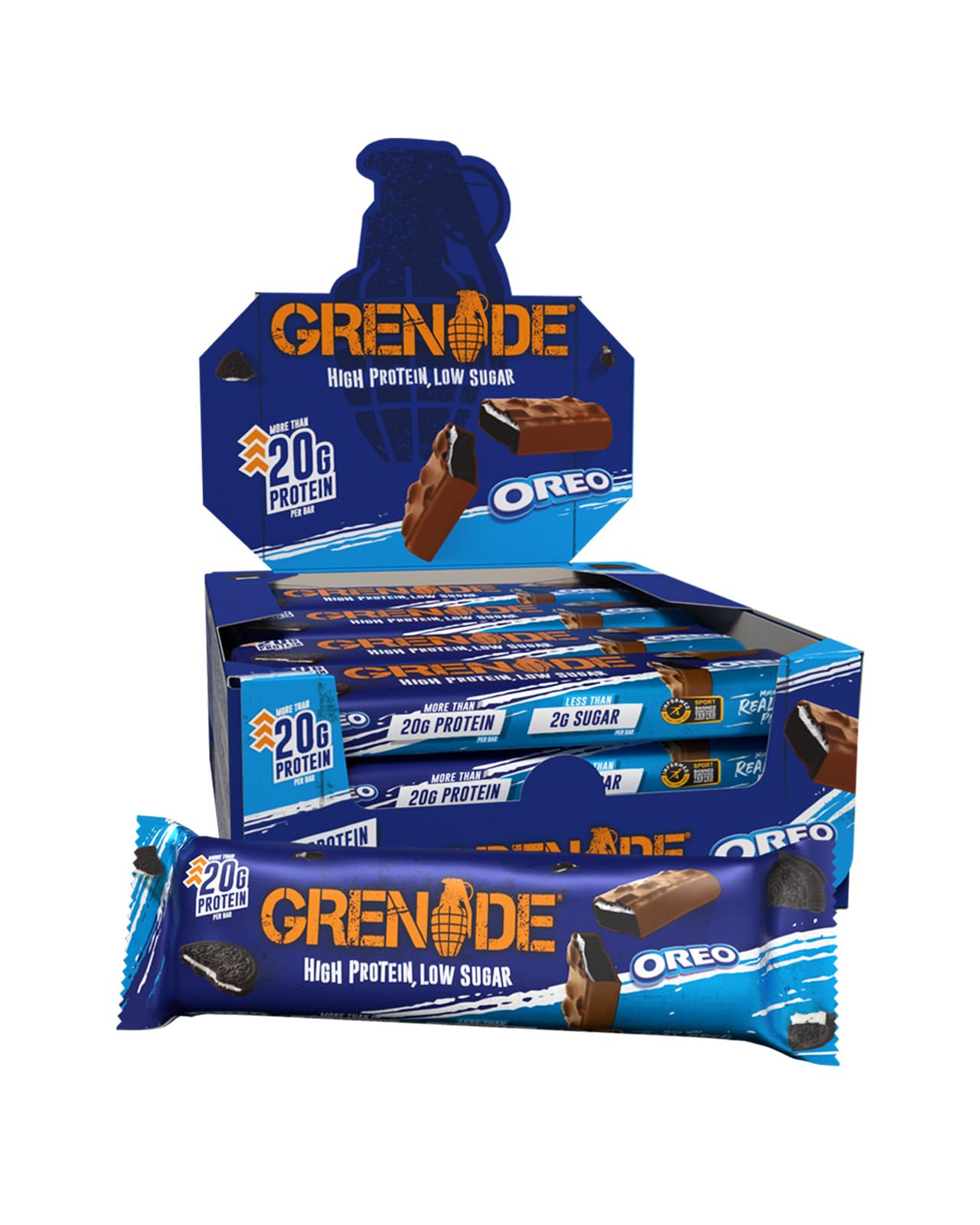 Grenade Proteinriegel, OREO White – Proteinreich & Zuckerarm, 12 x 60 g