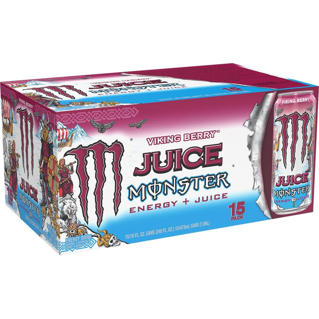 Monster Energy Juice Viking Berry, Energy Drink, 16 Ounce (Pack of 15)