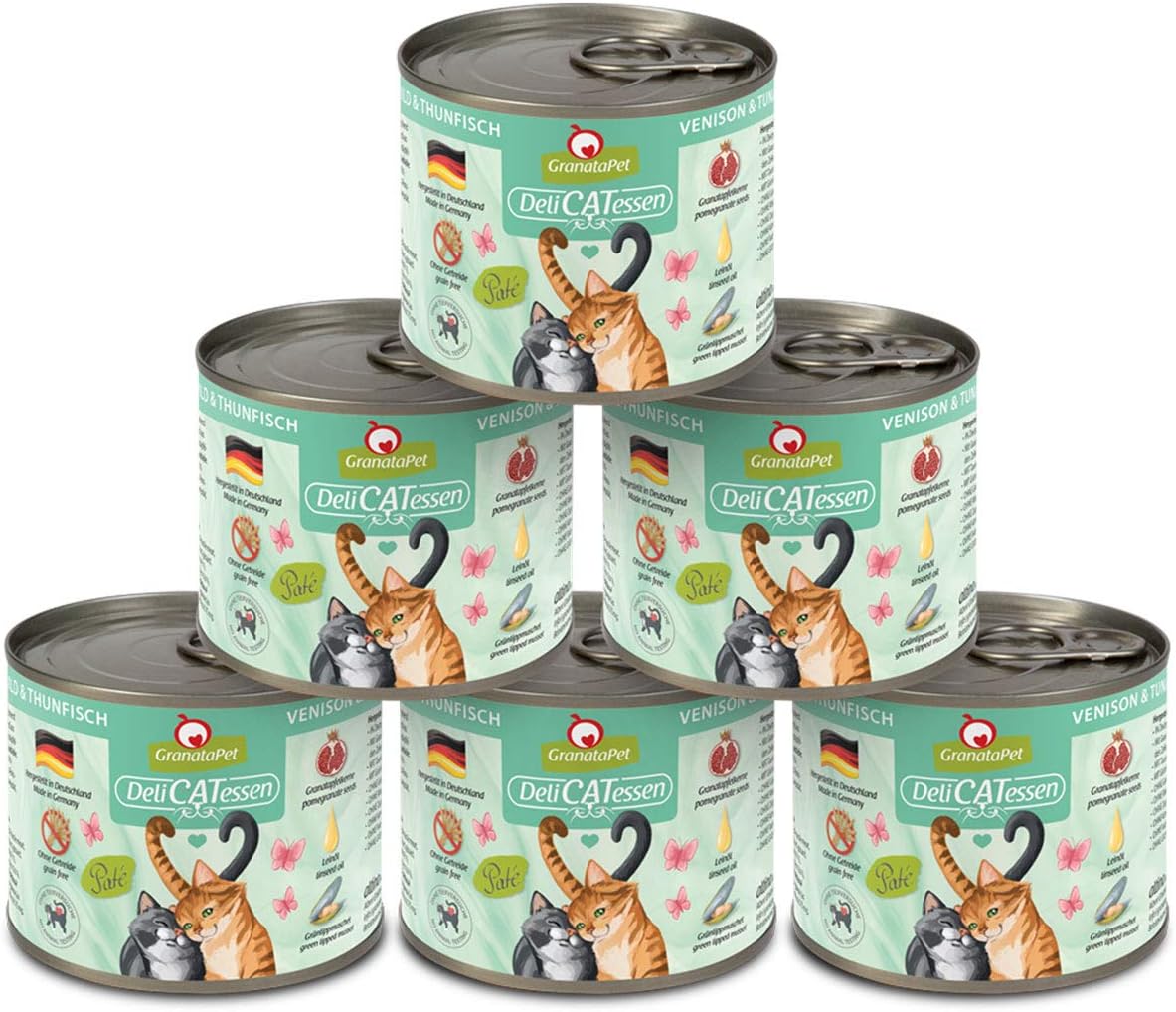 GranataPet DeliCatessen Huhn PUR, Nassfutter für Katzen, Futter ohne Getreide & ohne Zuckerzusätze, Katzenfutter mit hohem Fleischanteil & hochwertigen Ölen, 6 x 400 g