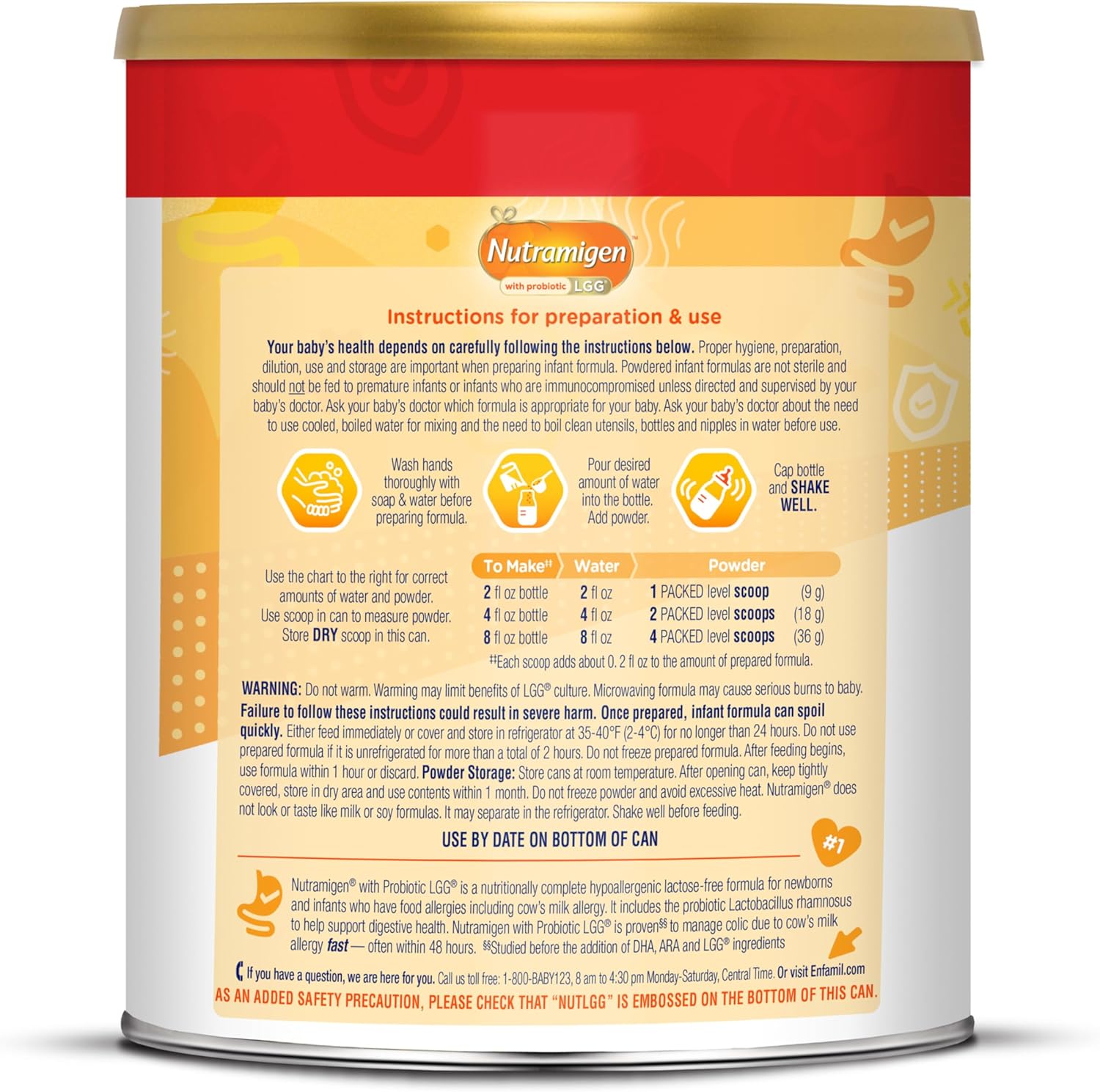 Enfamil Nutramigen Hypoallergenic Infant Formula with Iron, Lactose-Free, Colic Relief from Cow's Milk Allergy Starts in 24 Hours, Brain-Building DHA, Probiotic LGG for Immune Support, 27.8 Oz Can