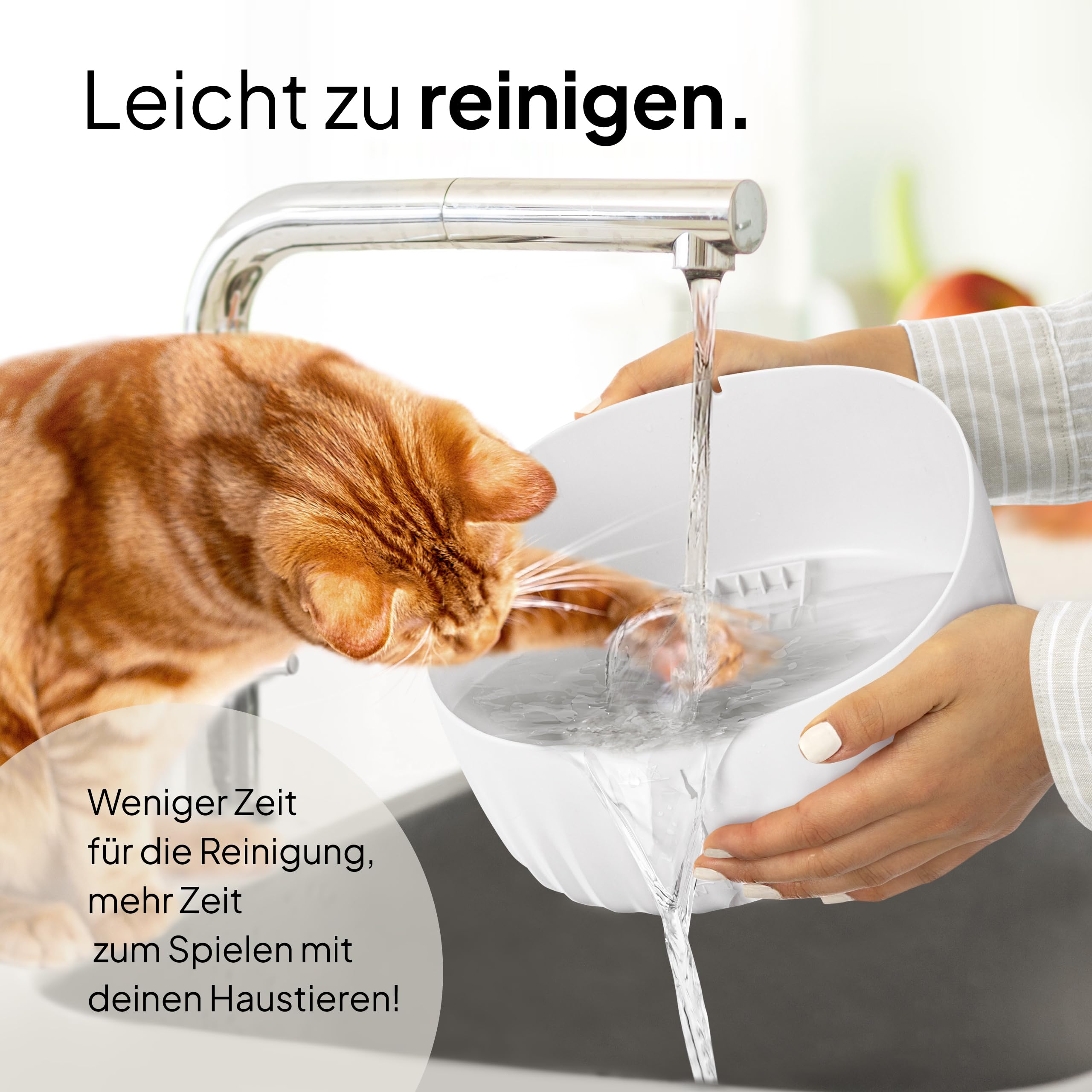 PrettyPaw Katzenbrunnen - Super leiser, BPA-freier 3L Trinkbrunnen für Katze mit LED und Aktivkohlefilter - Leicht zu reinigender Katzen Trinkbrunnen - Aqua Flow (Schwarz)