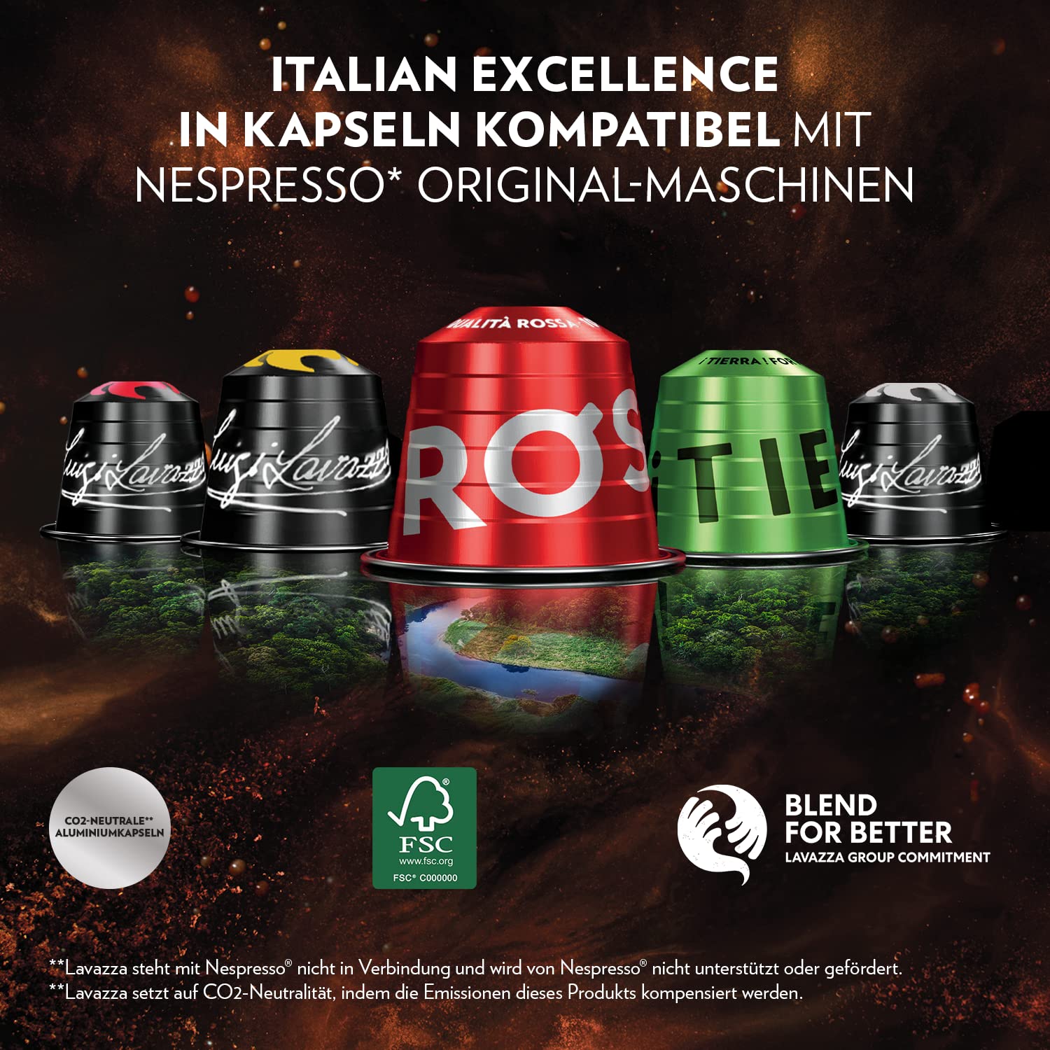 Lavazza Espresso Qualita Rossa , vollmundiger und ausgewogener Espresso, 30 Kapseln, Nespresso kompatibel