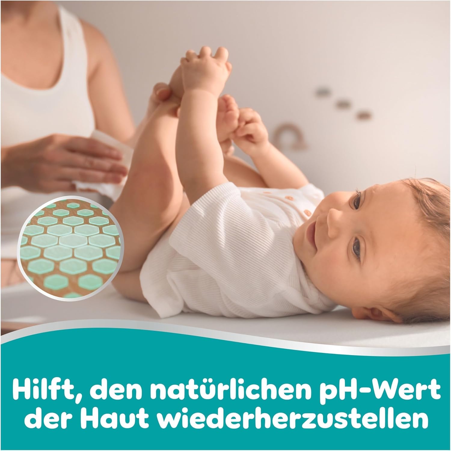 Pampers 99% Water Baby-Feuchttücher, 18 Packungen mit 60 Feuchttüchern = 1080 Baby-Feuchttücher, leichte Lotion mit 99% Wasser