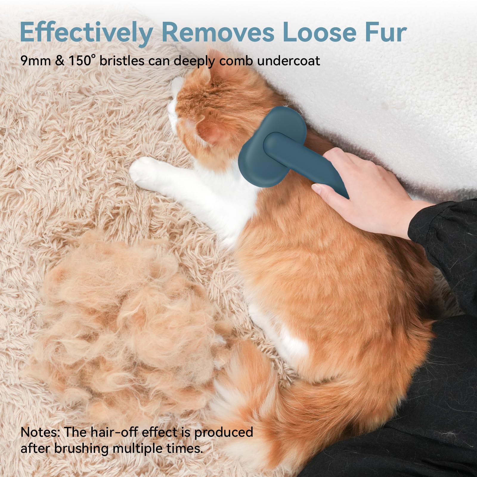 aumuca Katzenbürste für Langhaar und Kurzhaar, Haarentfernung mit Einem Klick, Hautfreundliche Katzenhaarbürste, Fellbürste für Katze und Hund zum Entfernen von losem Fell und zur Massage