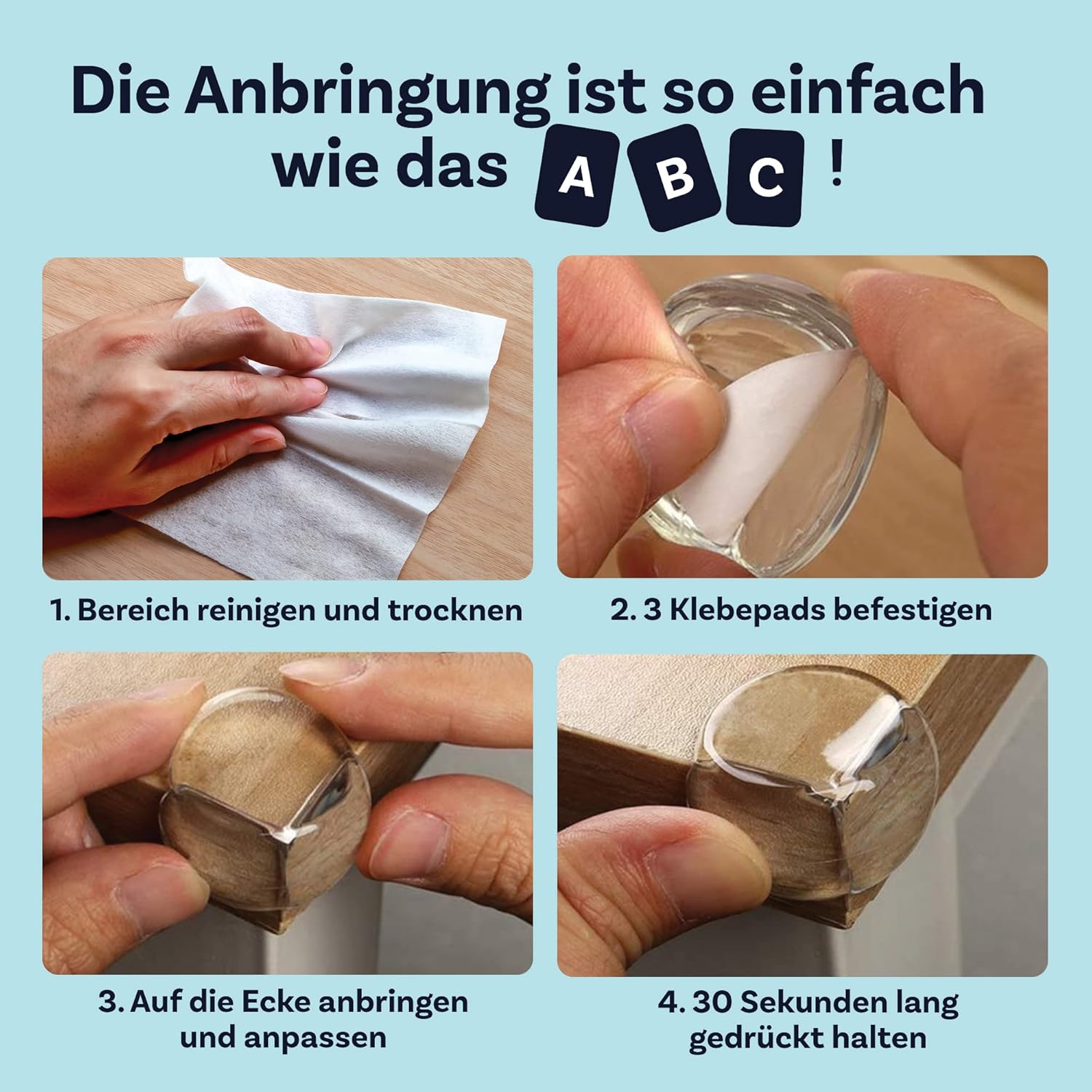 Eckenschutz und Kantenschutz für Baby & Kinder - Tisch und Möbel Ecken, Tischeckenschutz und Stoßschutz für Babysicherung und Kindersicherung, Transparent Eckschutz (12 Stück)