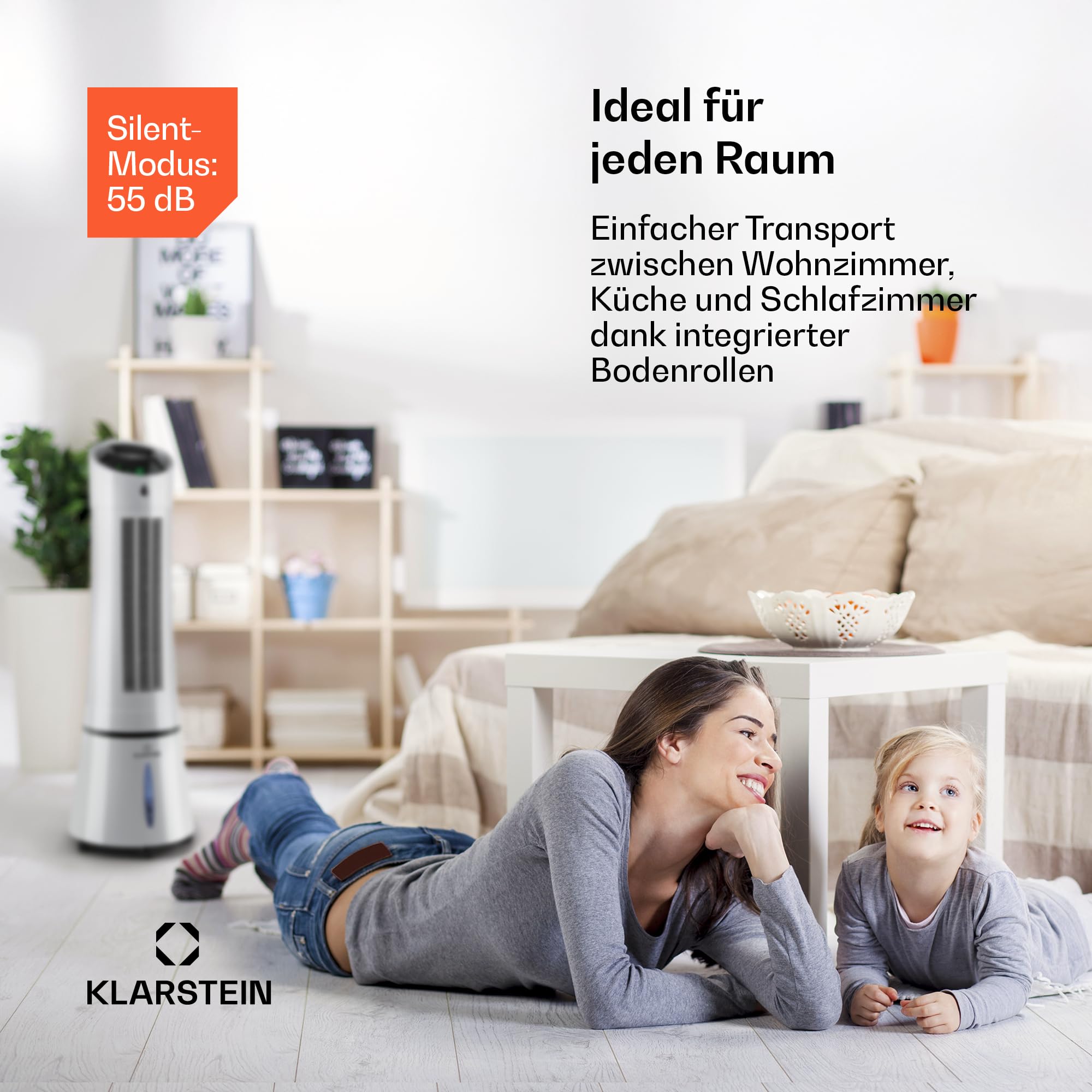 Klarstein Luftkühler mit Wasserkühlung, 5-in-1 Verdunstungskühler, Luftbefeuchter, Ventilator, Luftreiniger & Nachtmodus, Mobile Klimageräte Luftkühler 6L, 45 Watt Air Cooler, 180 m³/h Luftstrom