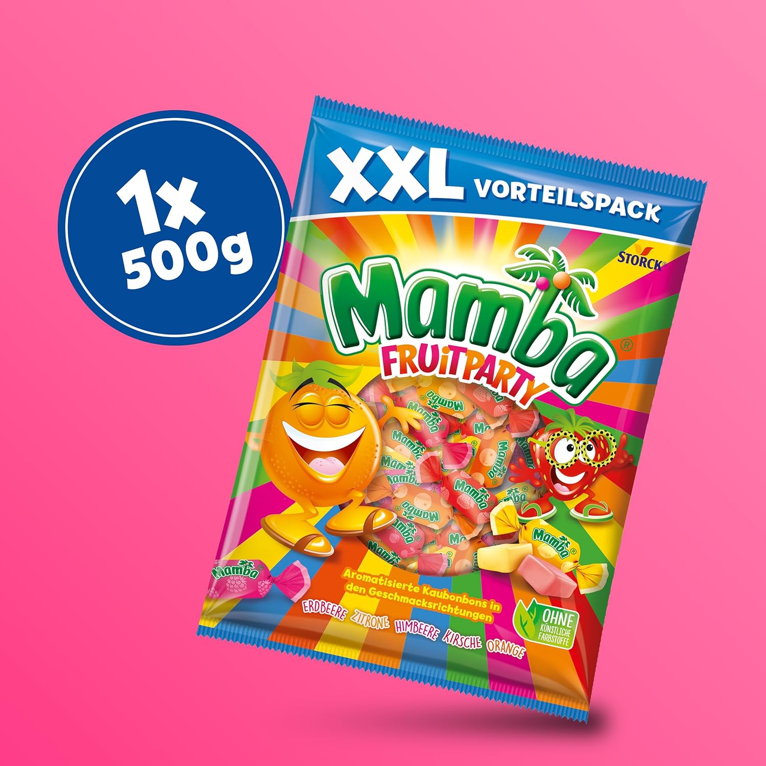 Mamba Beach Mix – 1 x 160g – Fruchtige Kaubonbons mit Mamba Beach Surfer, Mamba Beach Sticks & Mamba Beach Bites – Fruchtgummi Mix einzeln verpackt