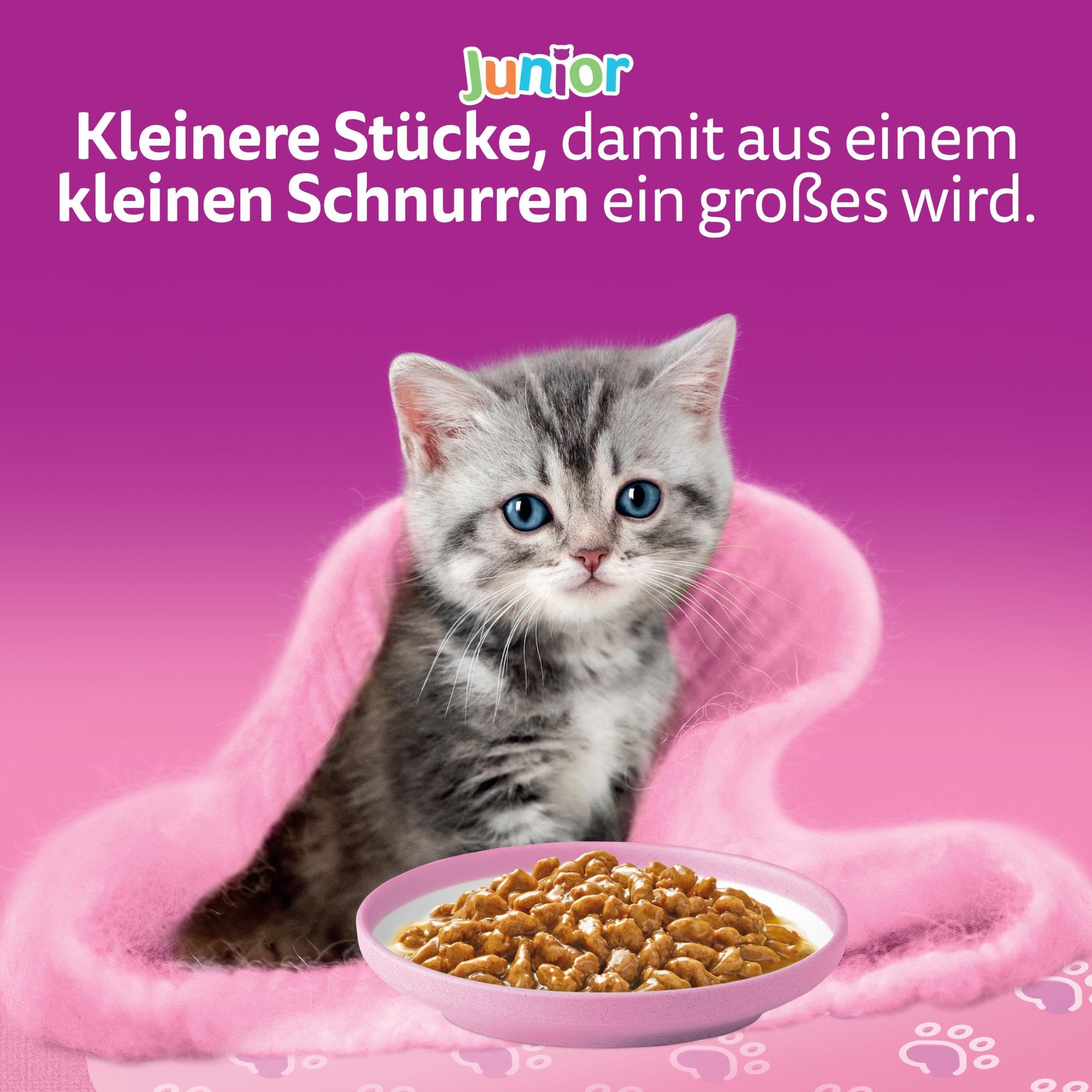 Whiskas Junior Katzennassfutter Klassische Auswahl in Sauce, 48 Portionsbeutel, 12x85g (4er Pack) – Hochwertiges Katzenfutter nass, für heranwachsende Katzen von 2 bis 12 Monaten