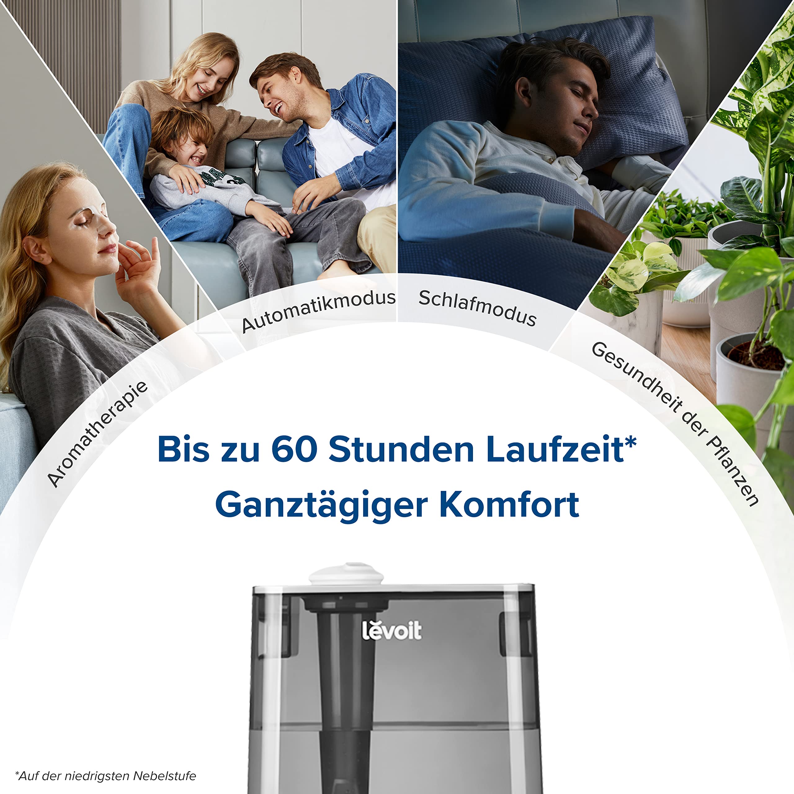 Levoit Luftbefeuchter Schlafzimmer, 23dB leise Humidifier, Top-Fill für Baby, bis 25H, Raumbefeuchter mit 360 grad Drehdüse für Kinderzimmer, Pflanzen, Auto Shut-off, 2,5 L, Weiß