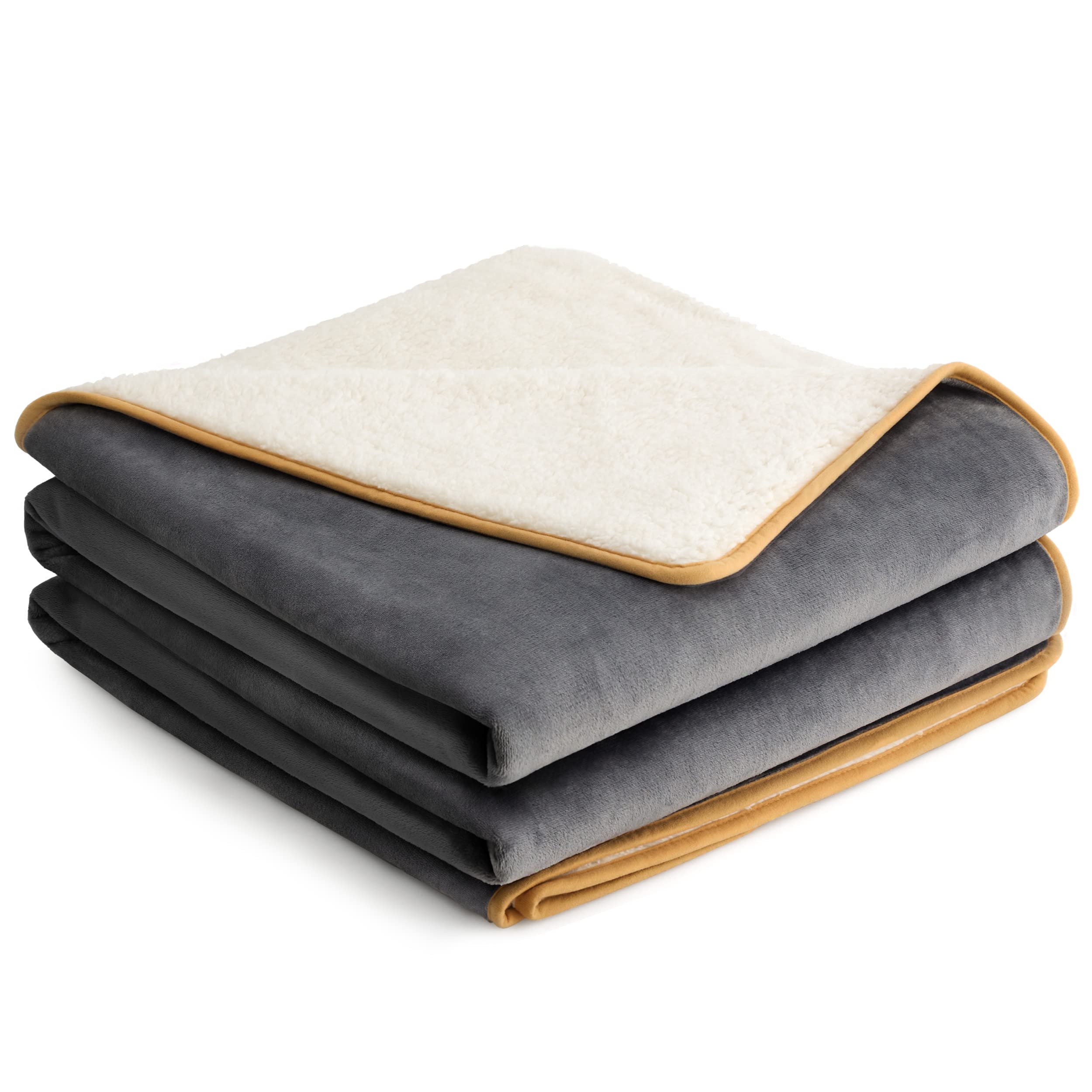 LE SURE wasserdichte Hundedecke mittelgroße Hunde - 100x80cm Hundedecke waschbar, Hundedecke Sofaschutz aus Sherpa Fleece, Katzendecke flauschig und weich, Grau