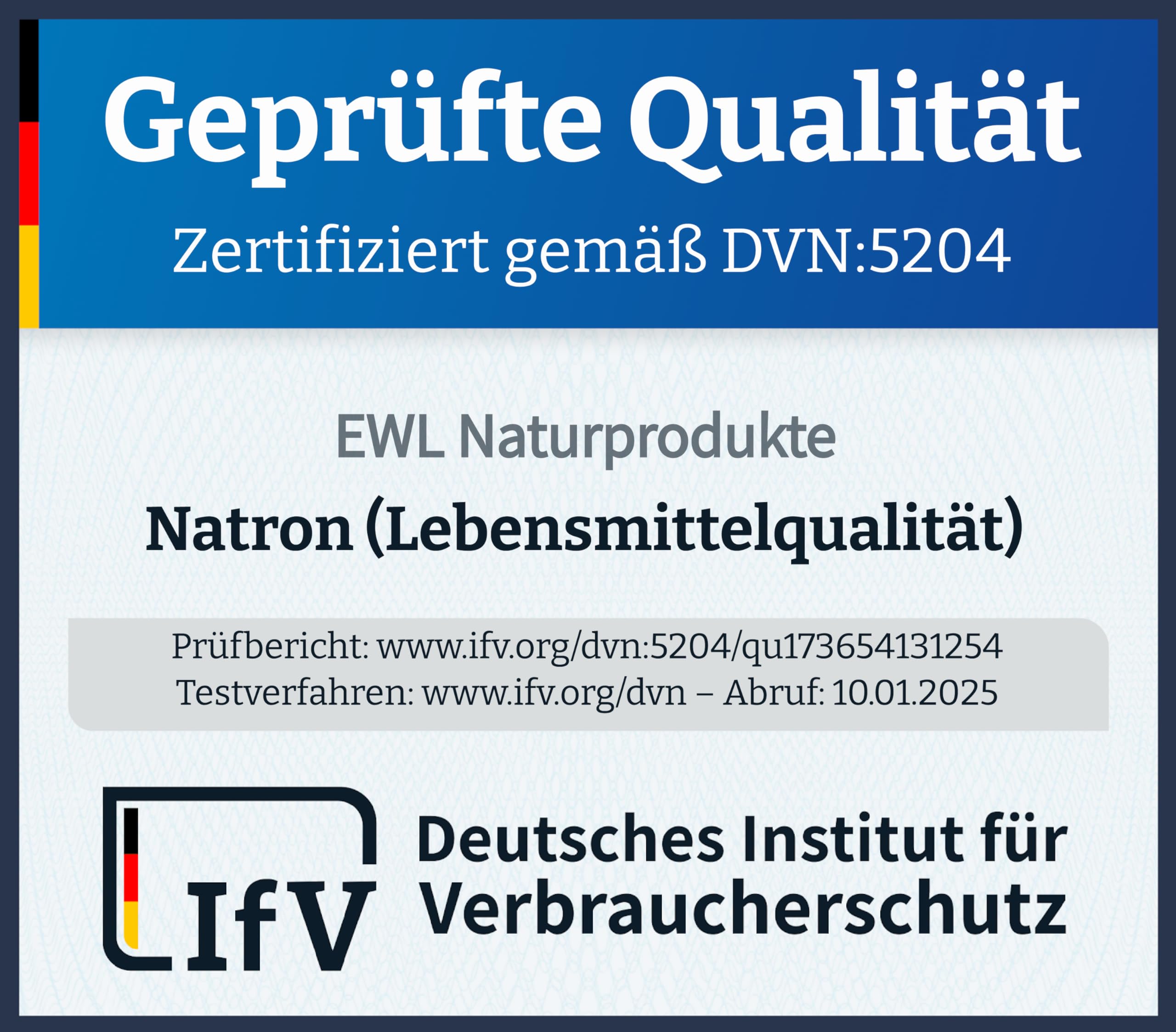 EWL Naturprodukte Natron Pulver 900 g, Backing Soda, Natronpulver in hochreiner Lebensmittelqualität, Herstellung und Abfüllung in Deutschland