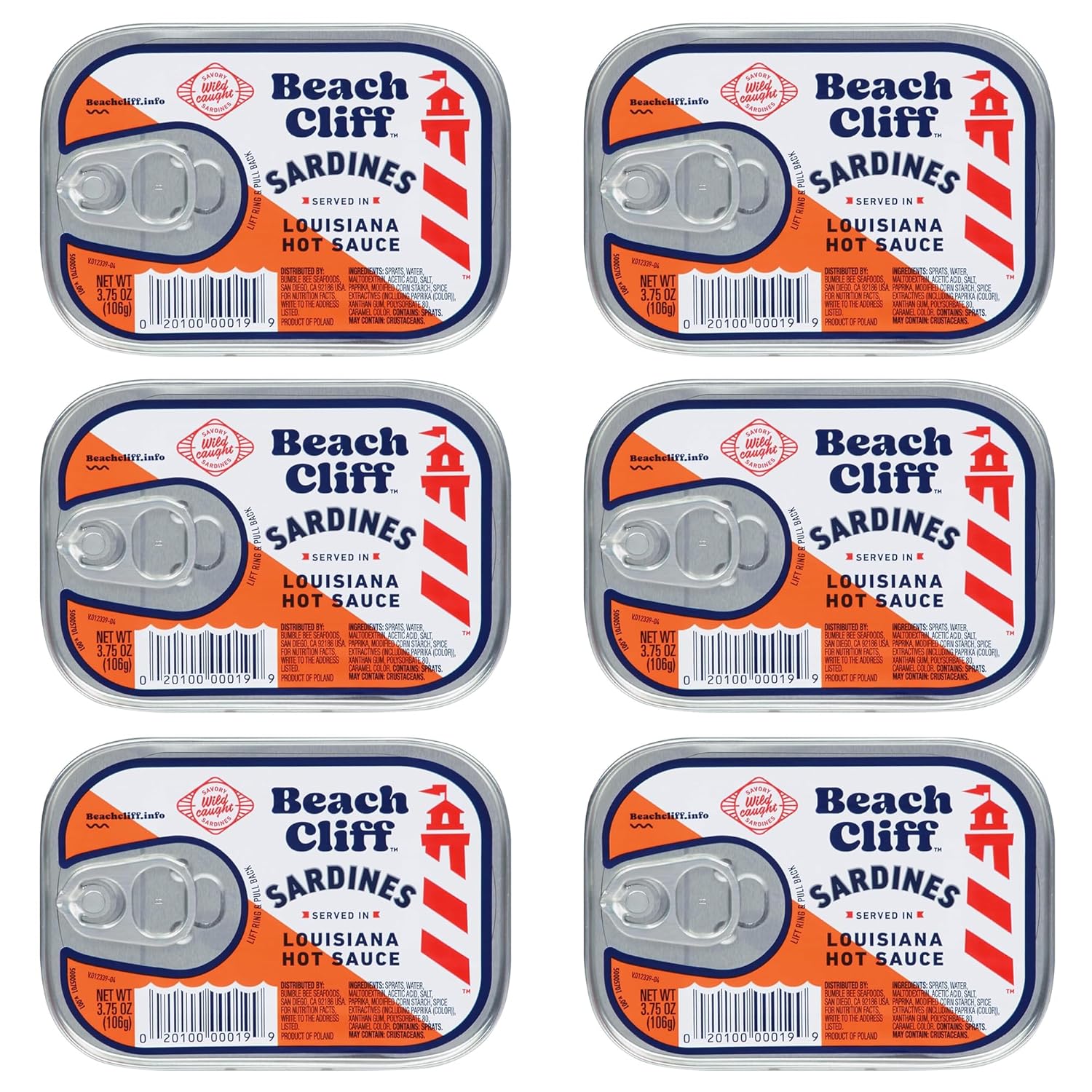 Beach Cliff Sardines in Water, 3.75 oz Can (Pack of 12) - Wild Caught Sardines - 12g Protein per Serving - Gluten Free, Keto Friendly