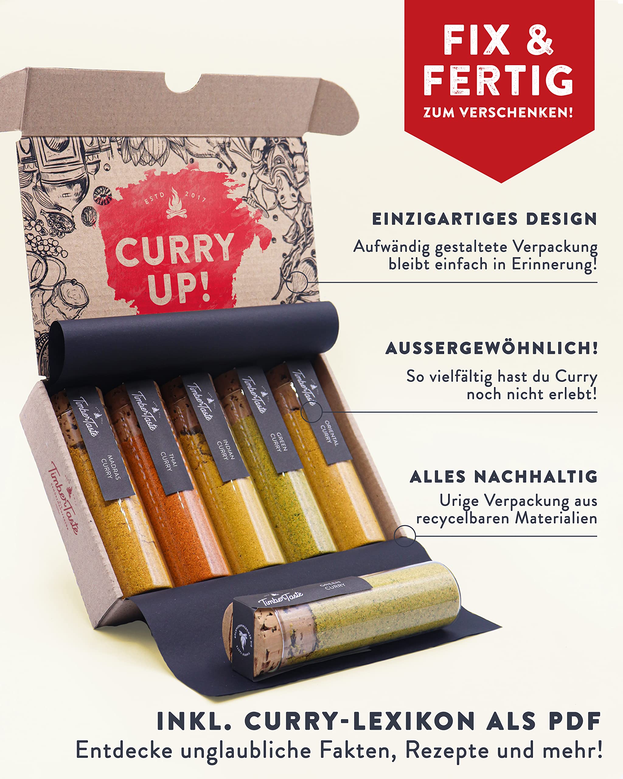 TIMBER TASTE® Grillgewürze Geschenkset - 5 premium BBQ Gewürze Rubs & Marinaden in edler Geschenkbox | Geschenke für Männer | Vatertag Geschenk | Gewürze Geschenkset ideal zum Grillen Geschenk Set