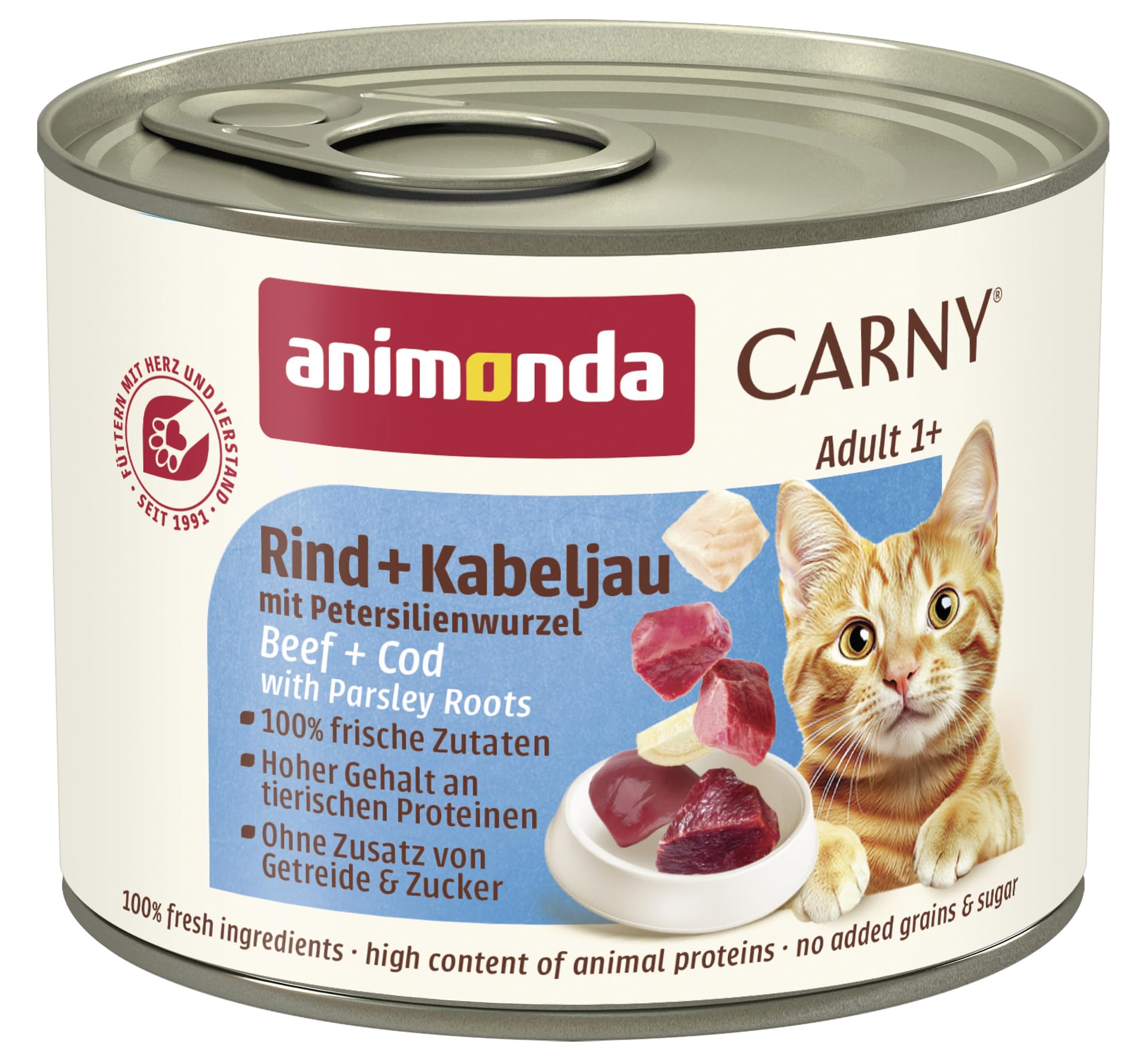 animonda Carny Adult Huhn + Lachs (6 x 400 g), Katzennassfutter für ausgewachsene Katzen, Nassfutter mit 100 % frischen, fleischlichen Zutaten, Katzenfutter ohne Getreide und Zucker