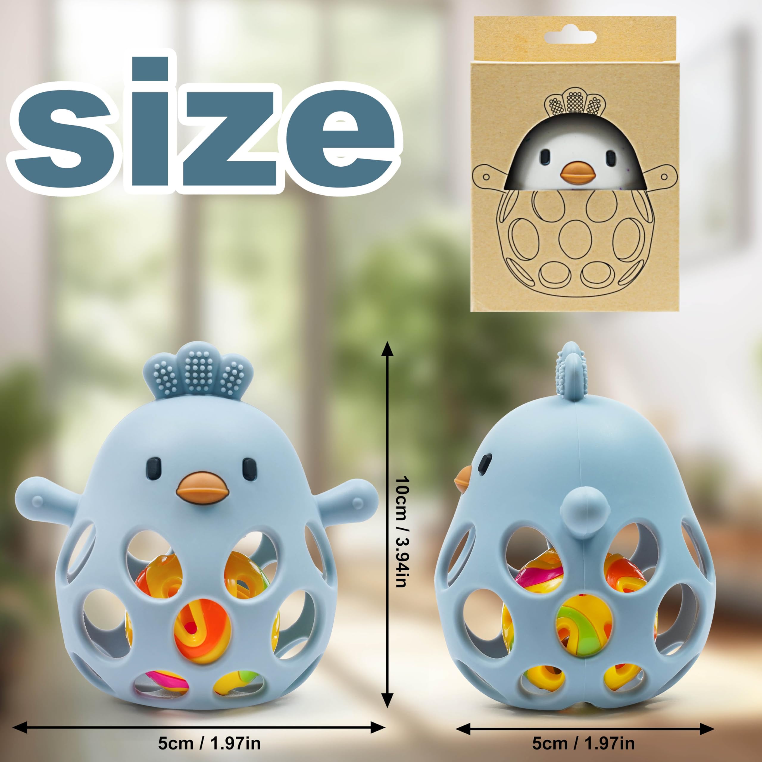 farout Montessori Beißring & Rassel für Babys - Sensorik Spielzeug ab 0 Monate, Zahnungshilfe & Greifball - Geschenk für Jungen & Mädchen