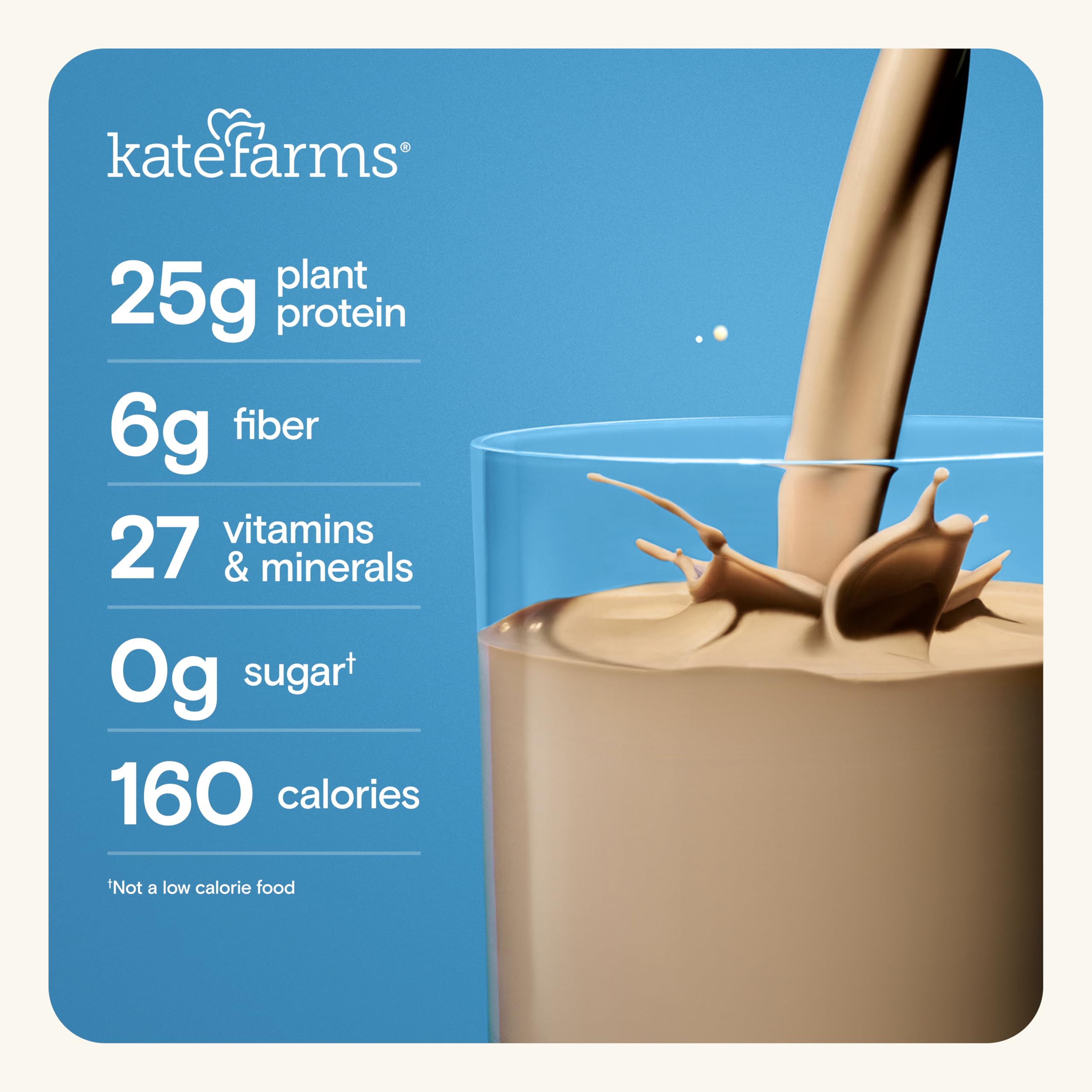 KATE FARMS Organic High Protein Chocolate Nutrition Shake, 25g Protein, 6g Fiber, 27 Vitamins and Minerals, 0g Sugar, Protein Drink, 11 oz (12 Pack)